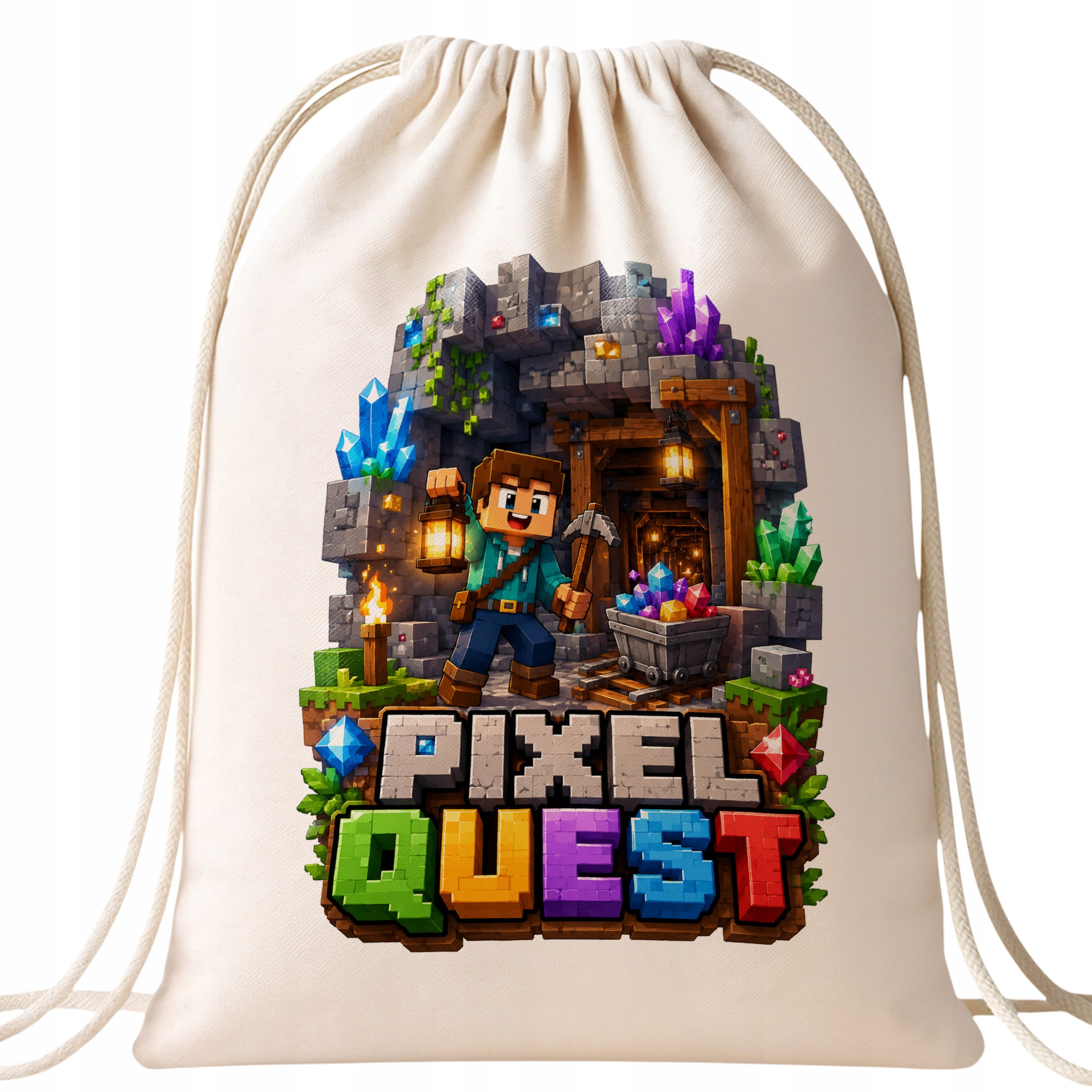 Zestaw Plecak Worek Kubek Czerwony Z Nadrukiem PIXEL Gra Dla Dzieci