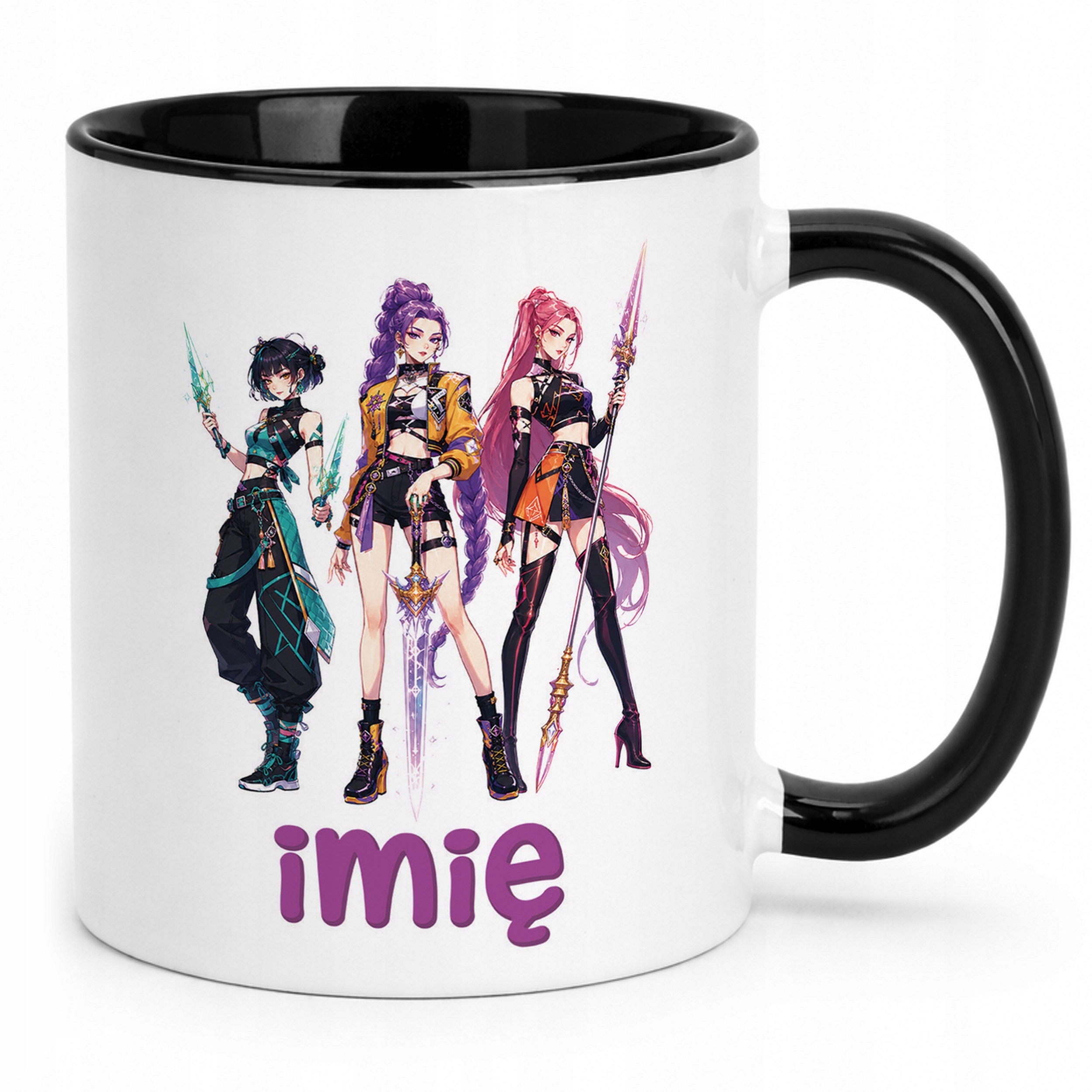 Zestaw Personalizowany Kubek Czarny Poduszka Łowczynie Kpop Prezent