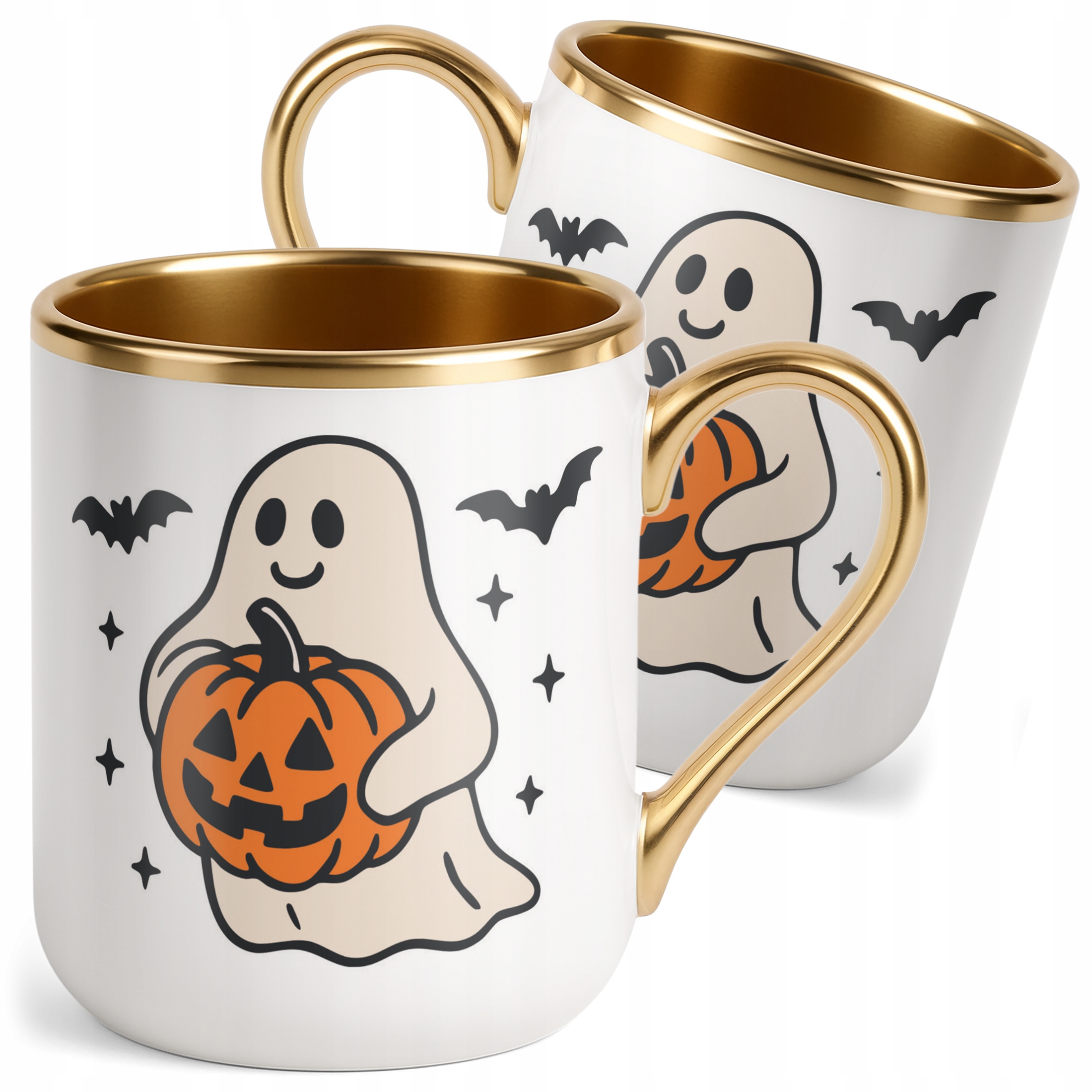 Kubek Premium Złoty Halloween Jesień Dynia Duch Prezent Upominek