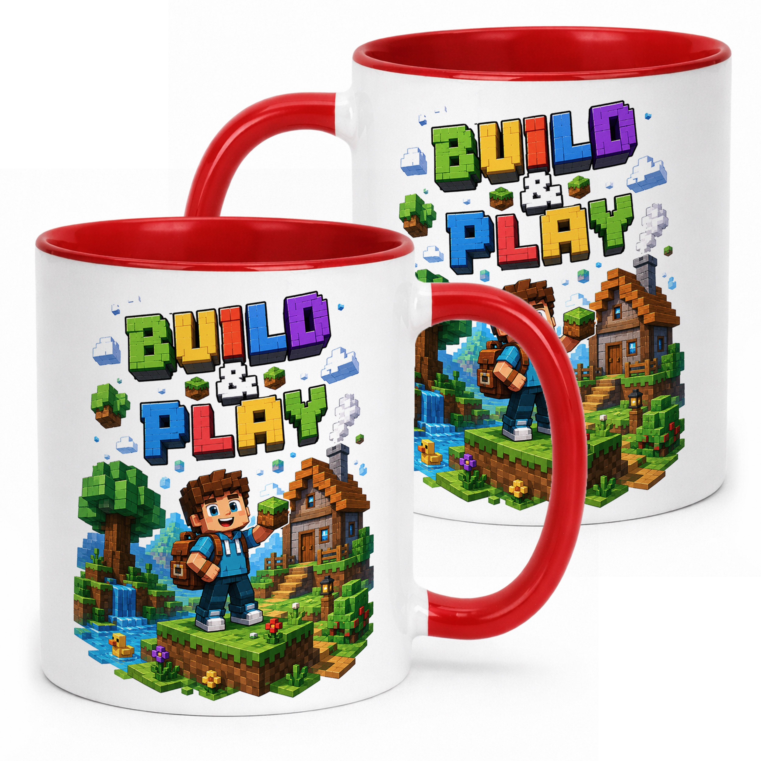 Kubek Czerwony z nadrukiem Gra Pixel Dla Dzieci Prezent Upominek