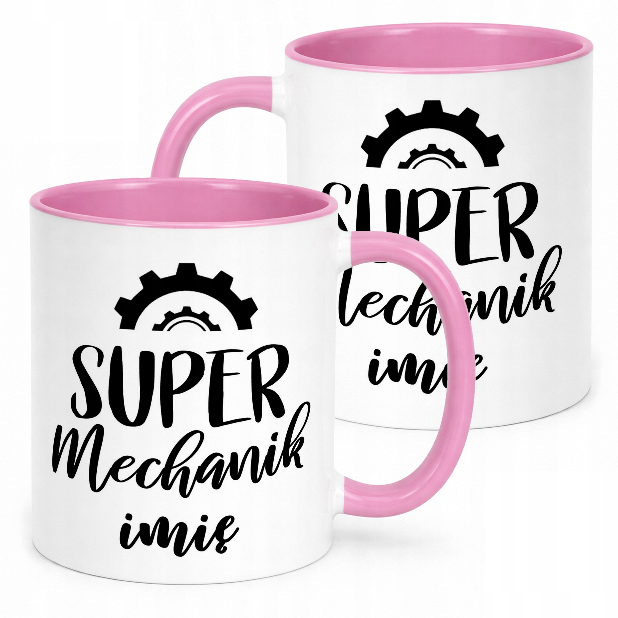 Kubek Różowy Personalizowany Super Mechanik Prezent Upominek