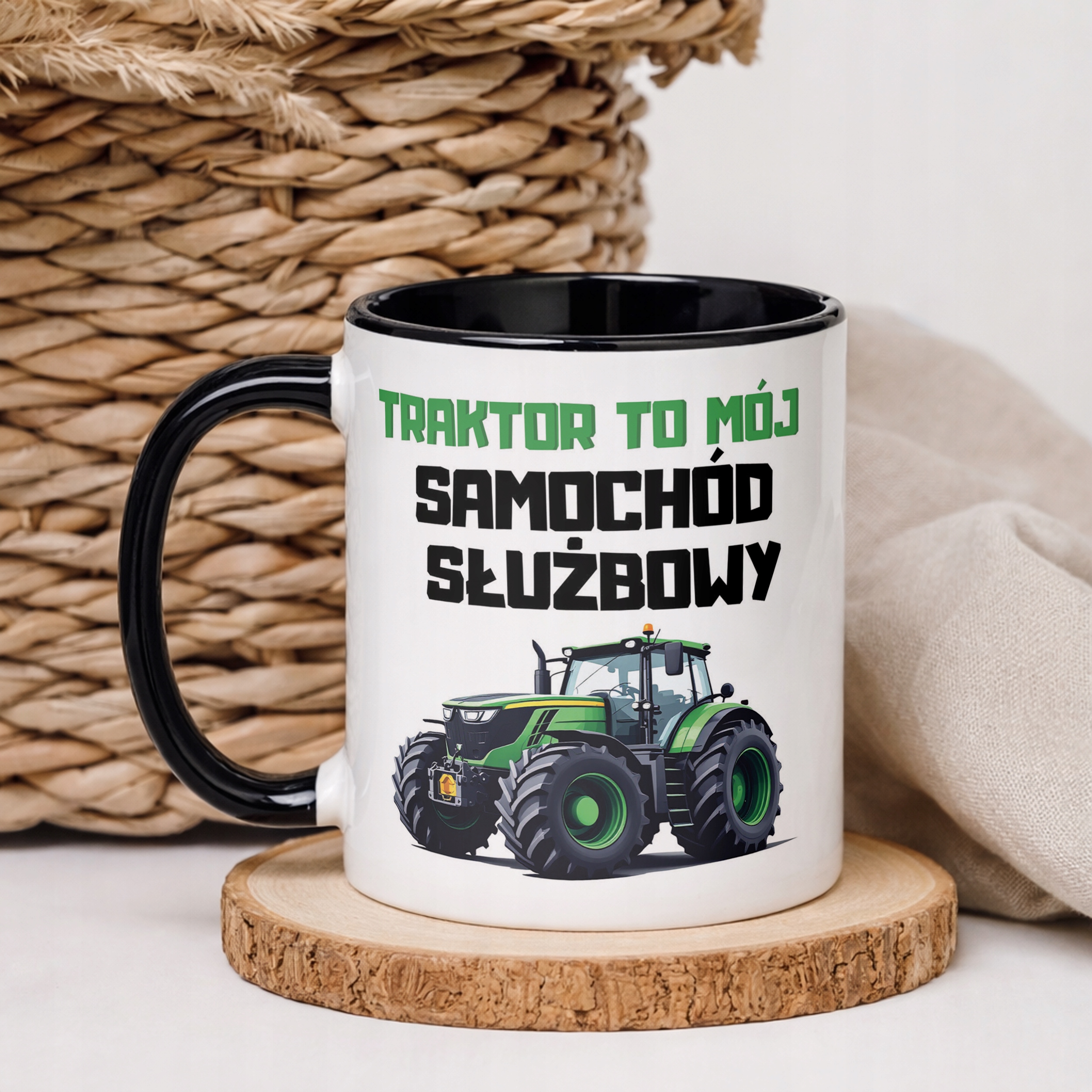 Kubek Czarny Rolnik Dla Rolnika Traktor Zabawny Prezent Upominek