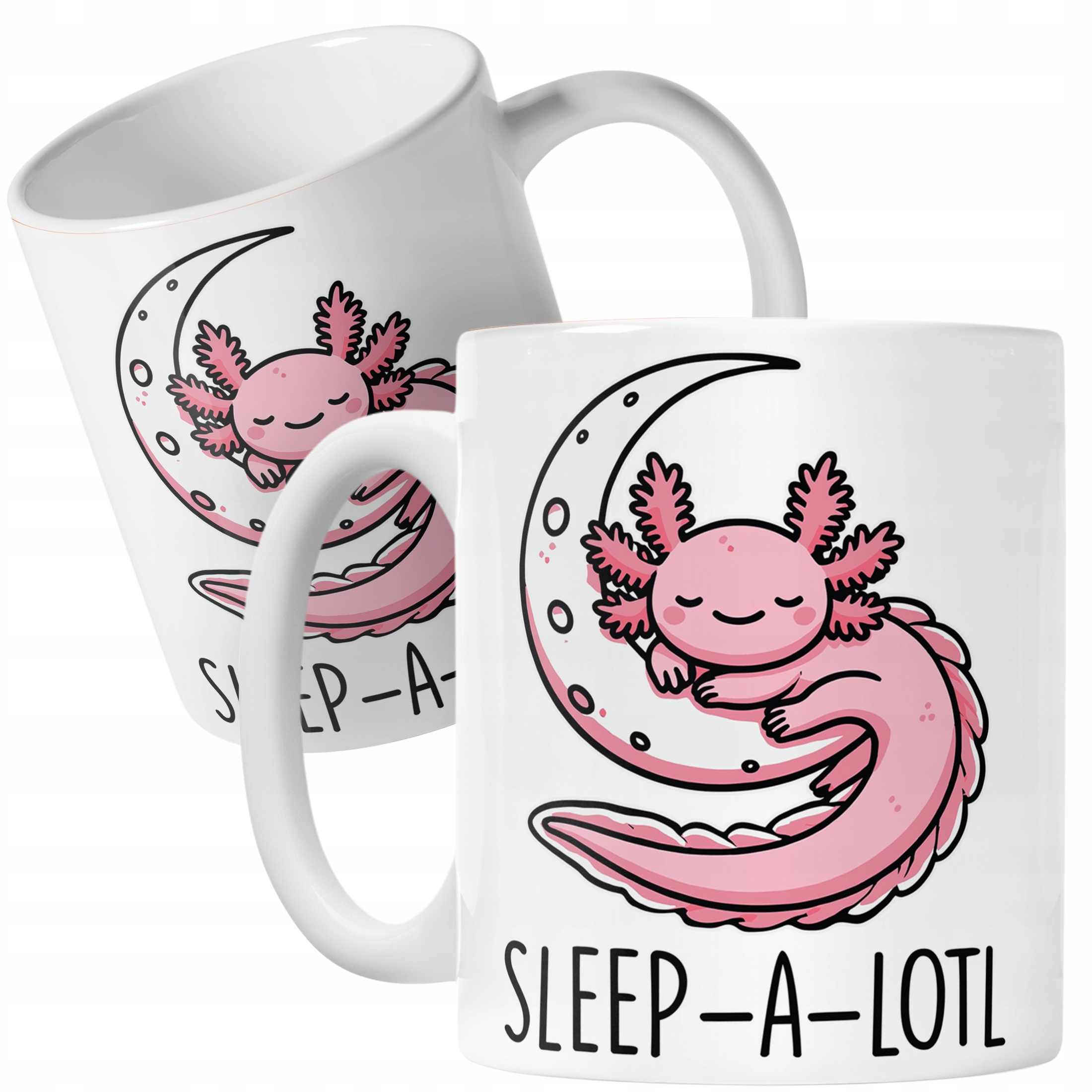 Kubek biały 330ml dla dziecka Aksolotl Axolotl Różowy Zwierzak Viral Trend