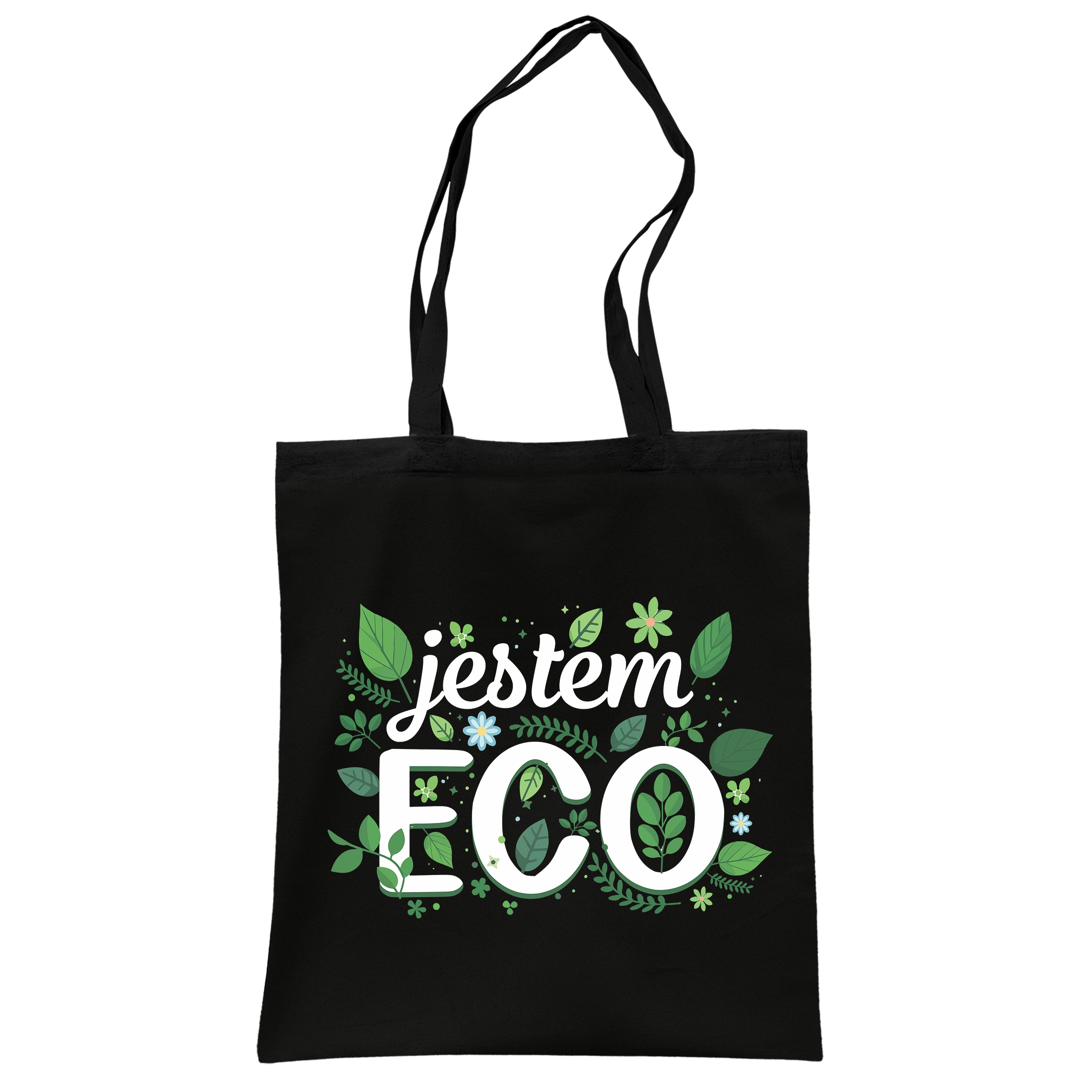Torba bawełniana czarna na zakupy Eco Ekologia Przyroda Prezent