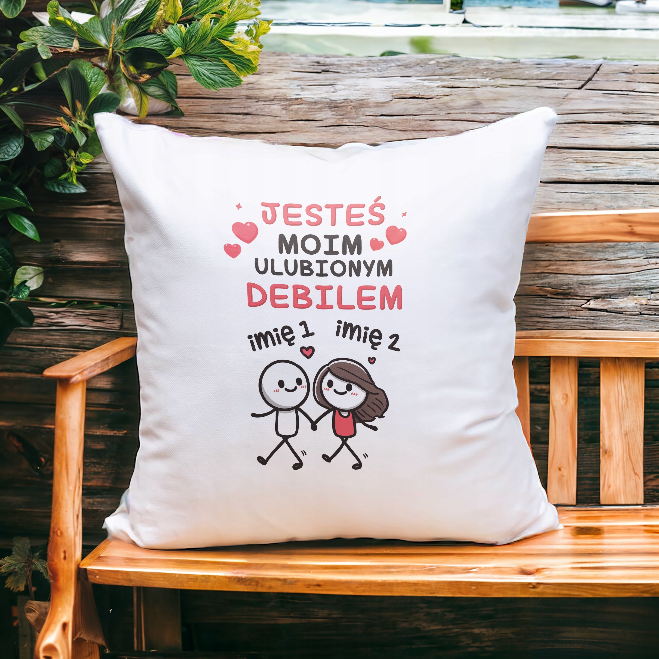 Poduszka 38x38cm Personalizowana na walentynki Z imionami Prezent