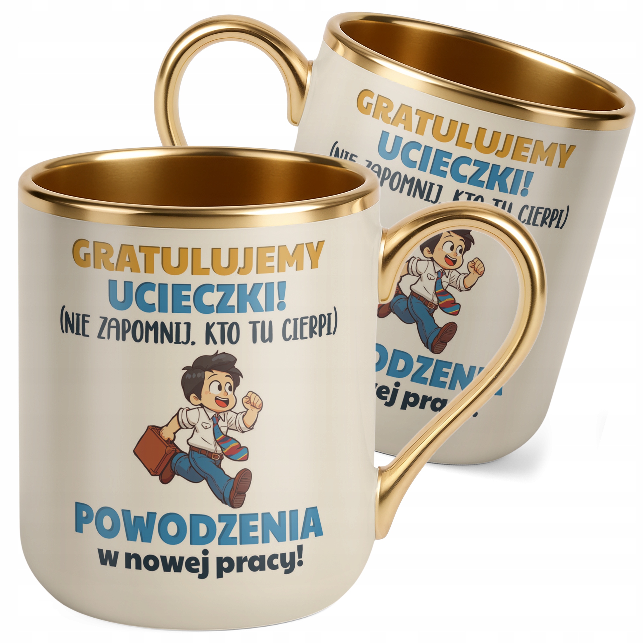 Kubek Premium Złoty Ecru Pożeganie Odejście z Pracy Dla Kolegi Prezent