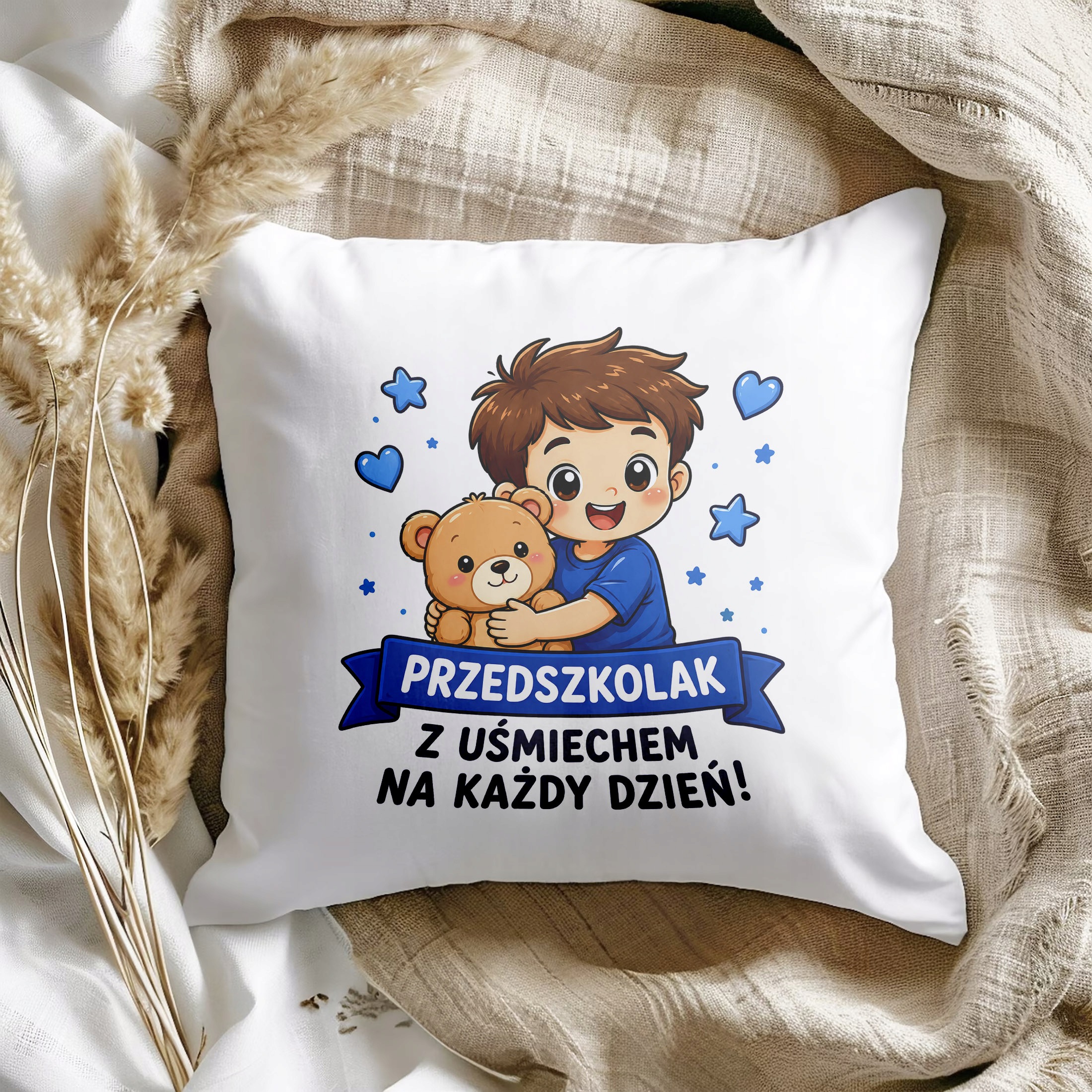 Zestaw Kubek Czerwony Poduszka Z Nadrukiem Przedszkolak Szkoła Prezent