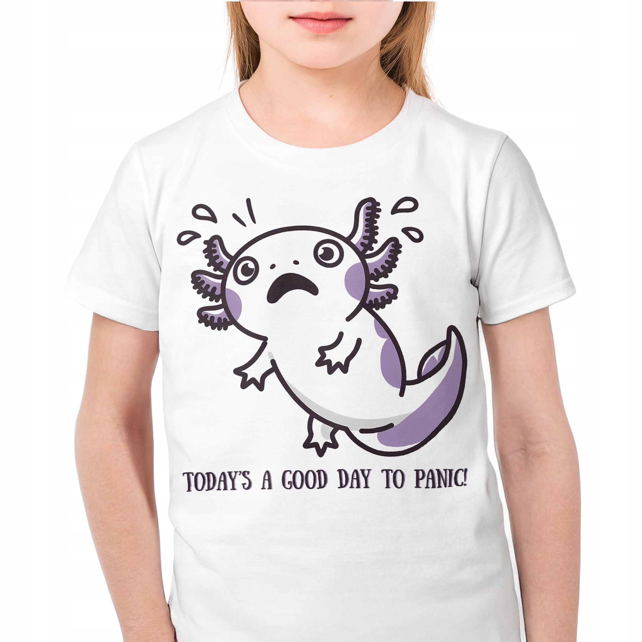 Koszulka dla dziecka biała Aksolotl Axolotl Pixel Gra Różowy