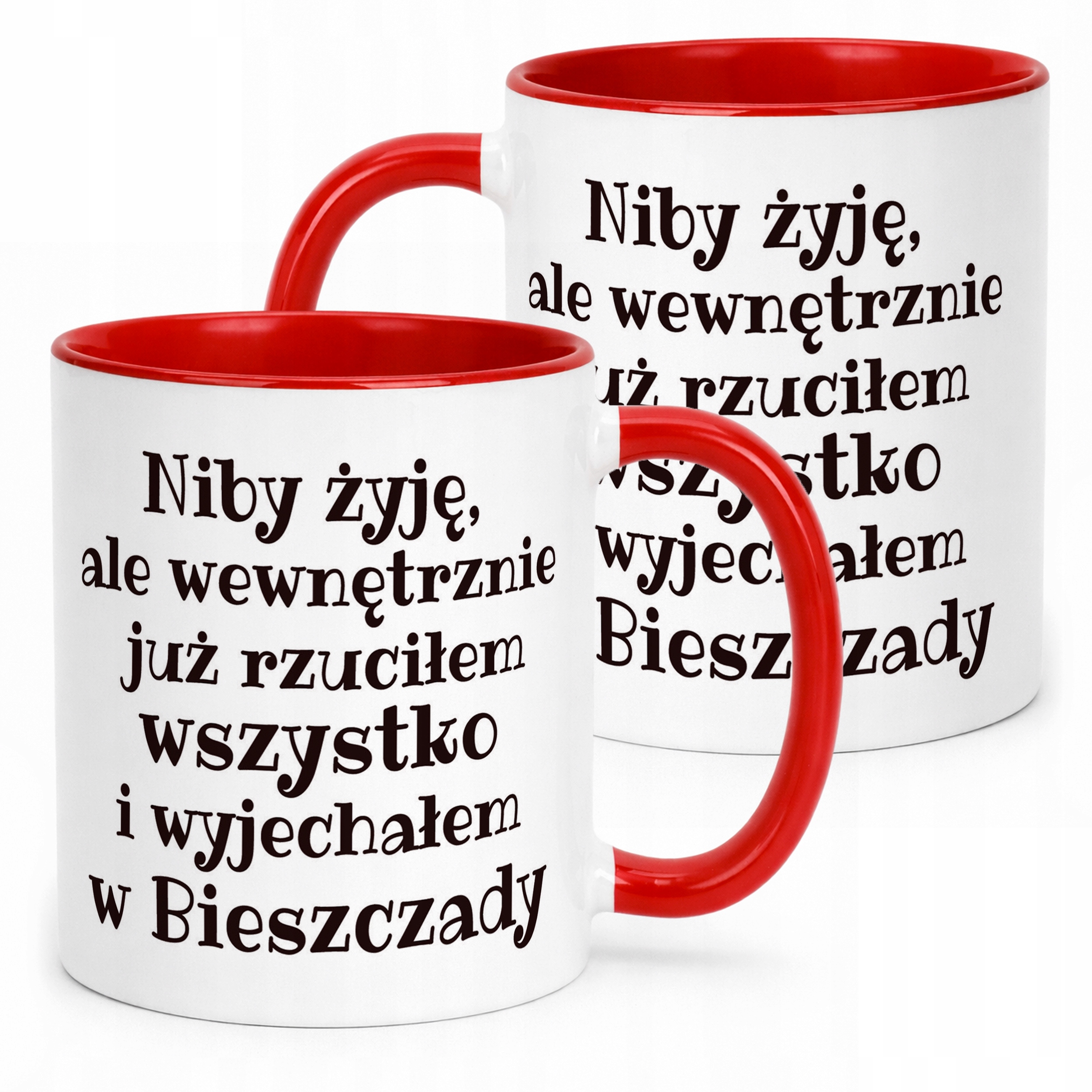 Kubek ceramiczny Niby Żyje Ale Wewnętrznie Śmieszny Zabawny Prezent