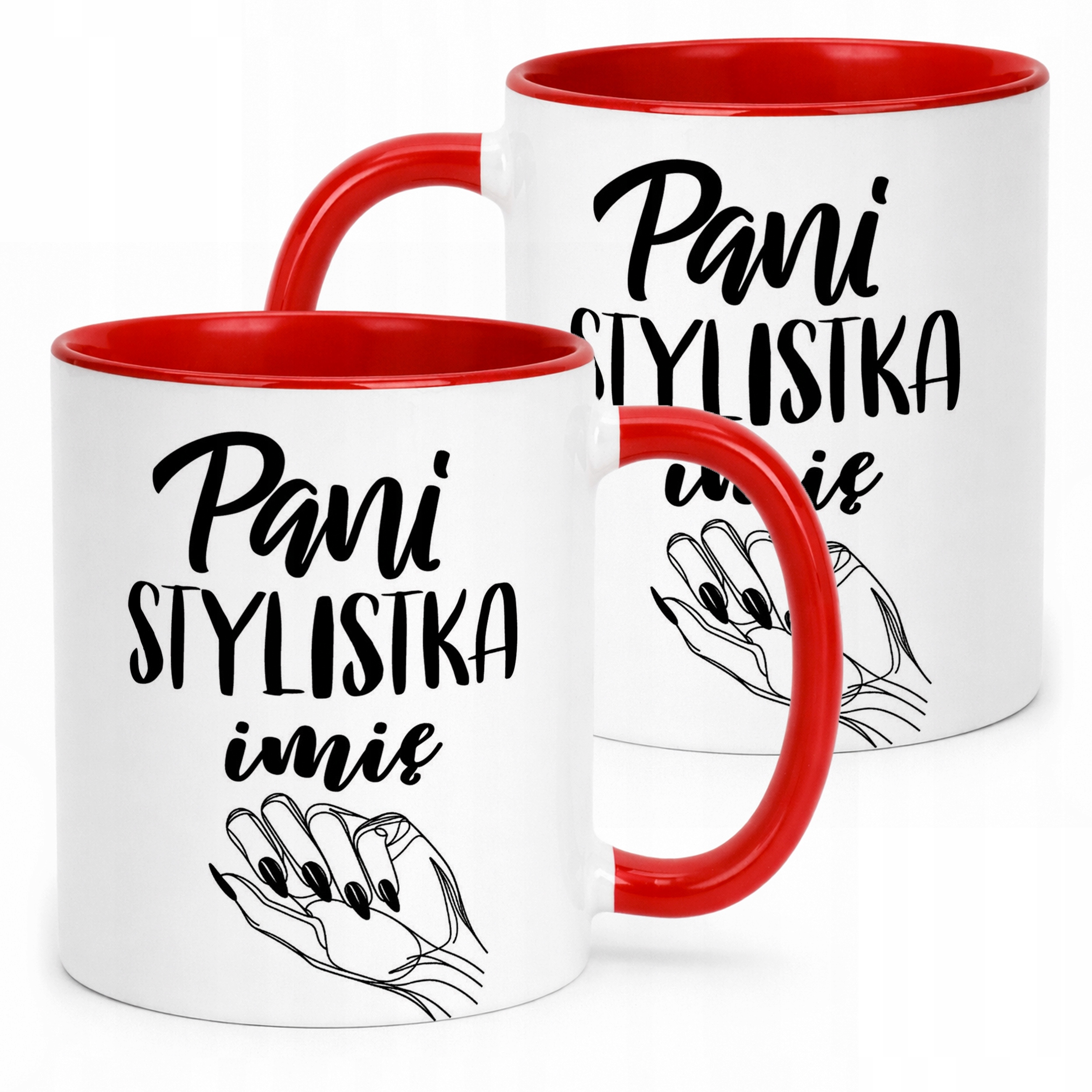 Kubek Czerwony Personalizowany Pani Stylistka Dla Stylistki Paznokci