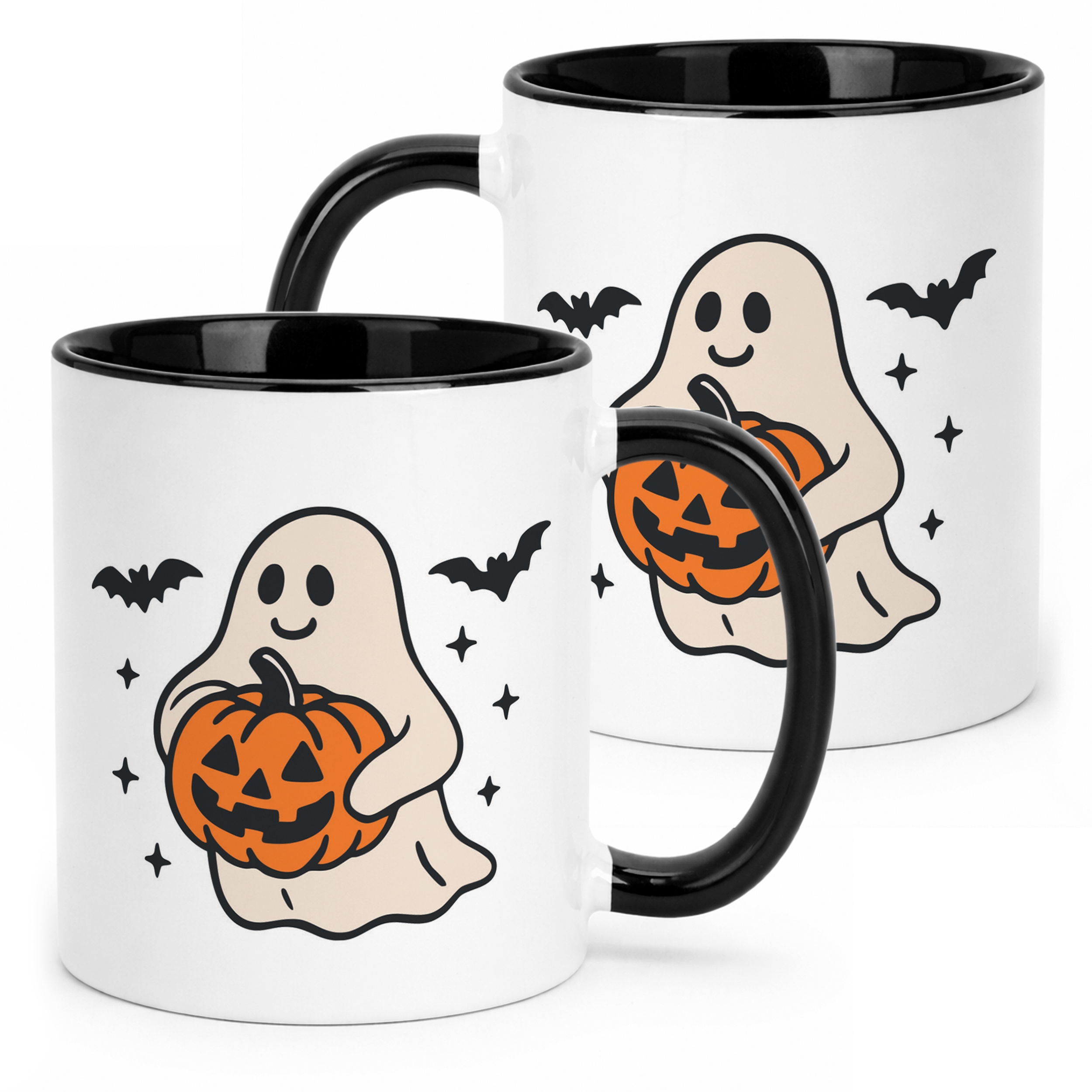 Kubek Czarny Halloween Jesień Dynia Duch Prezent Upominek