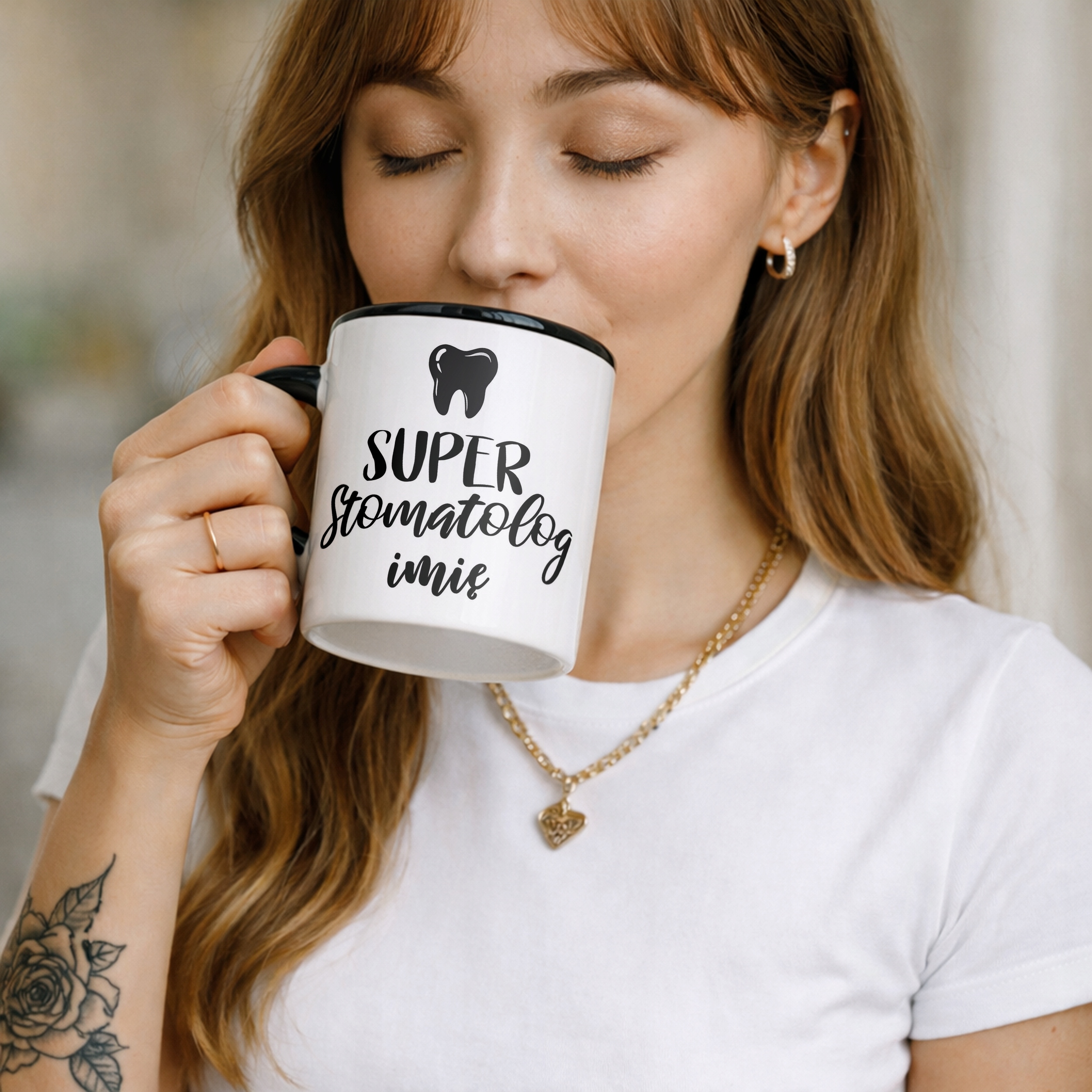 Kubek Czarny Personalizowany Super Stomatolog Prezent Upominek