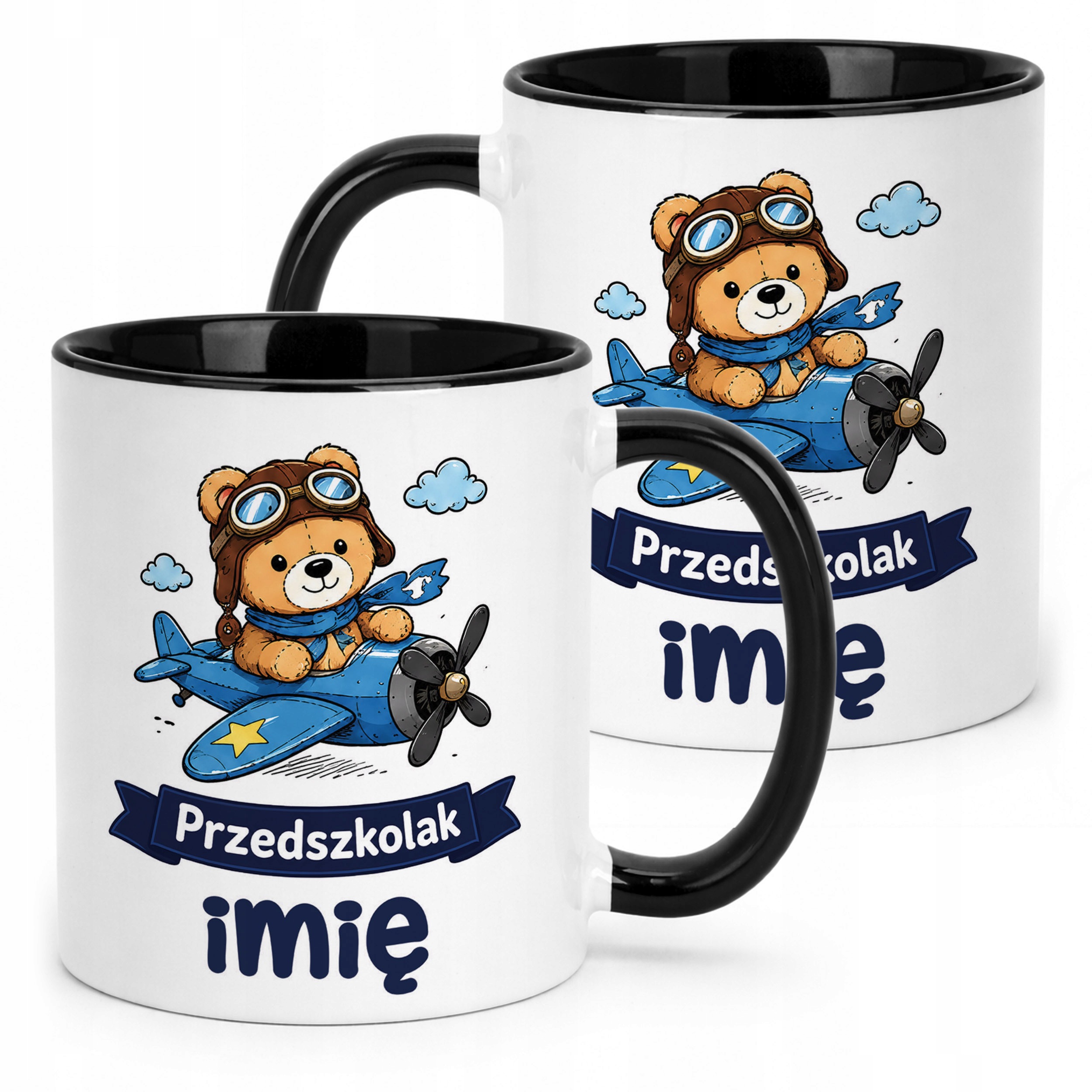Kubek Czarny z nadrukiem personalizowany Przedszkolak Szkoła Dla Dzieci