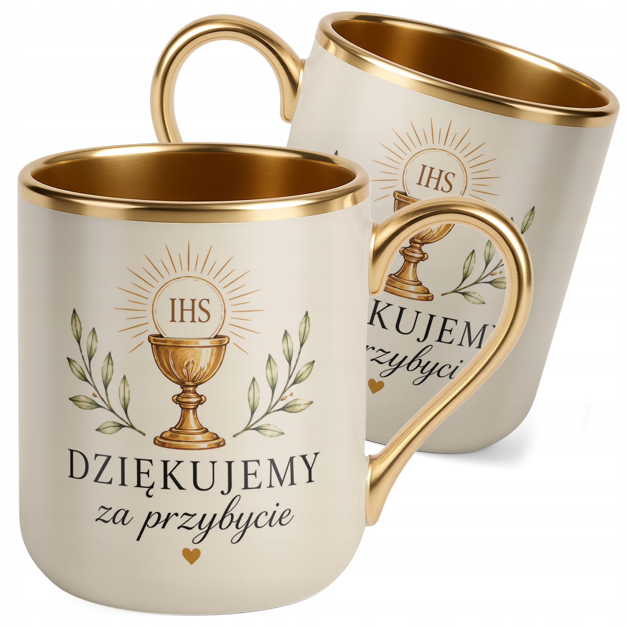 Kubek Premium Pierwsza Komunia Święta złoty ecru pamiątka