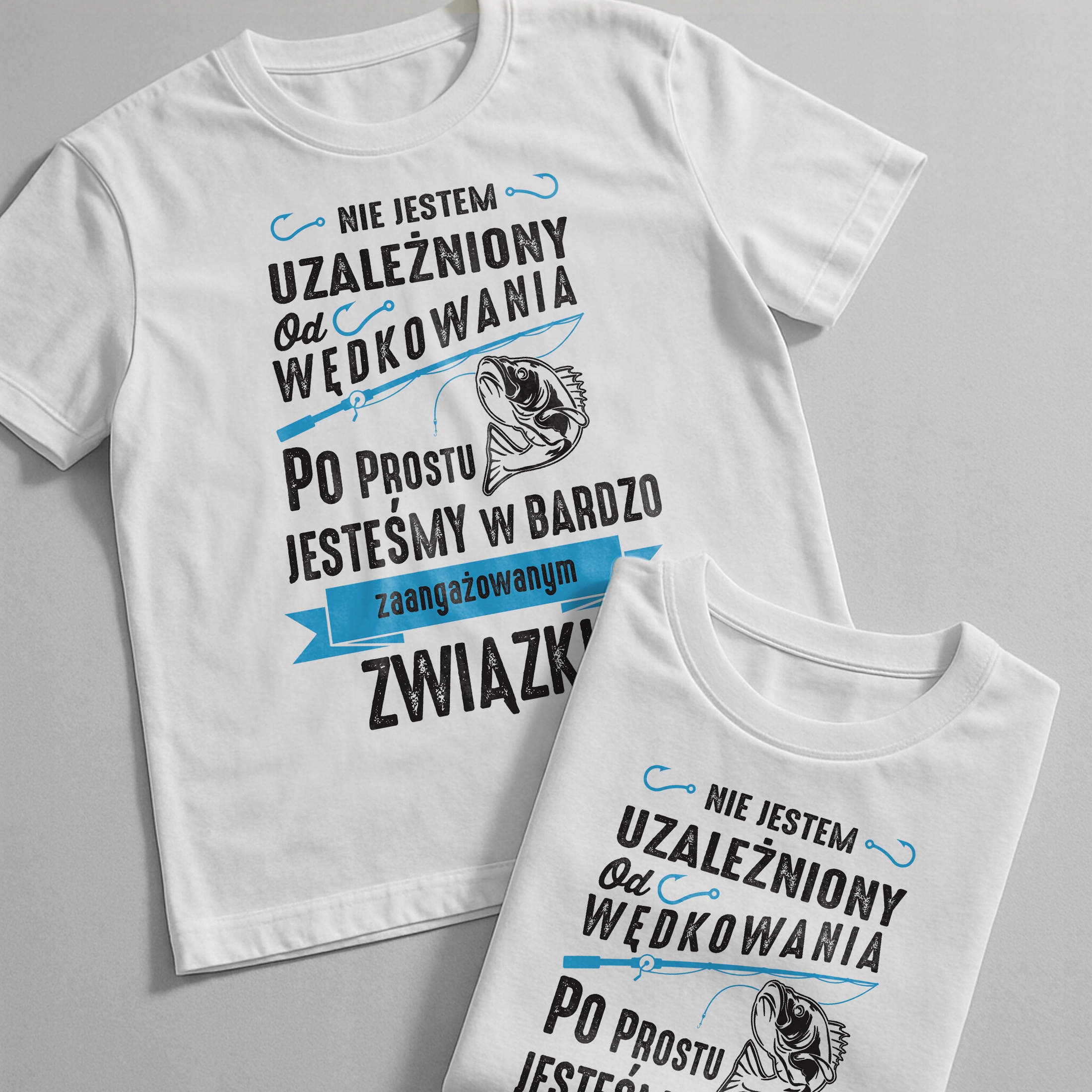 Koszulka biała męska Dla Wędkarza Wędkowanie Ryby Prezent r. 3XL