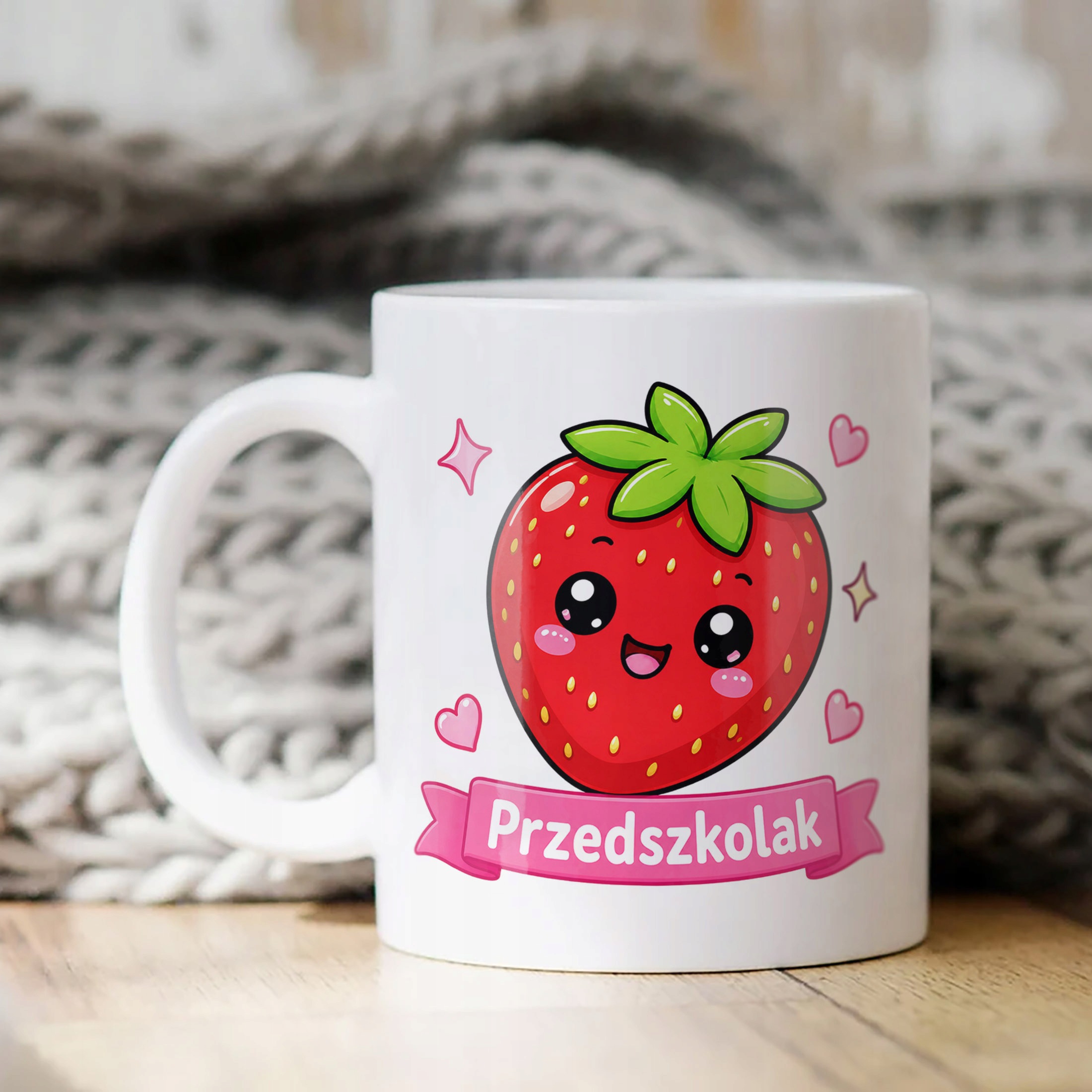 Biały Kubek z nadrukiem Przedszkolak Szkoła Dla Dzieci Prezent