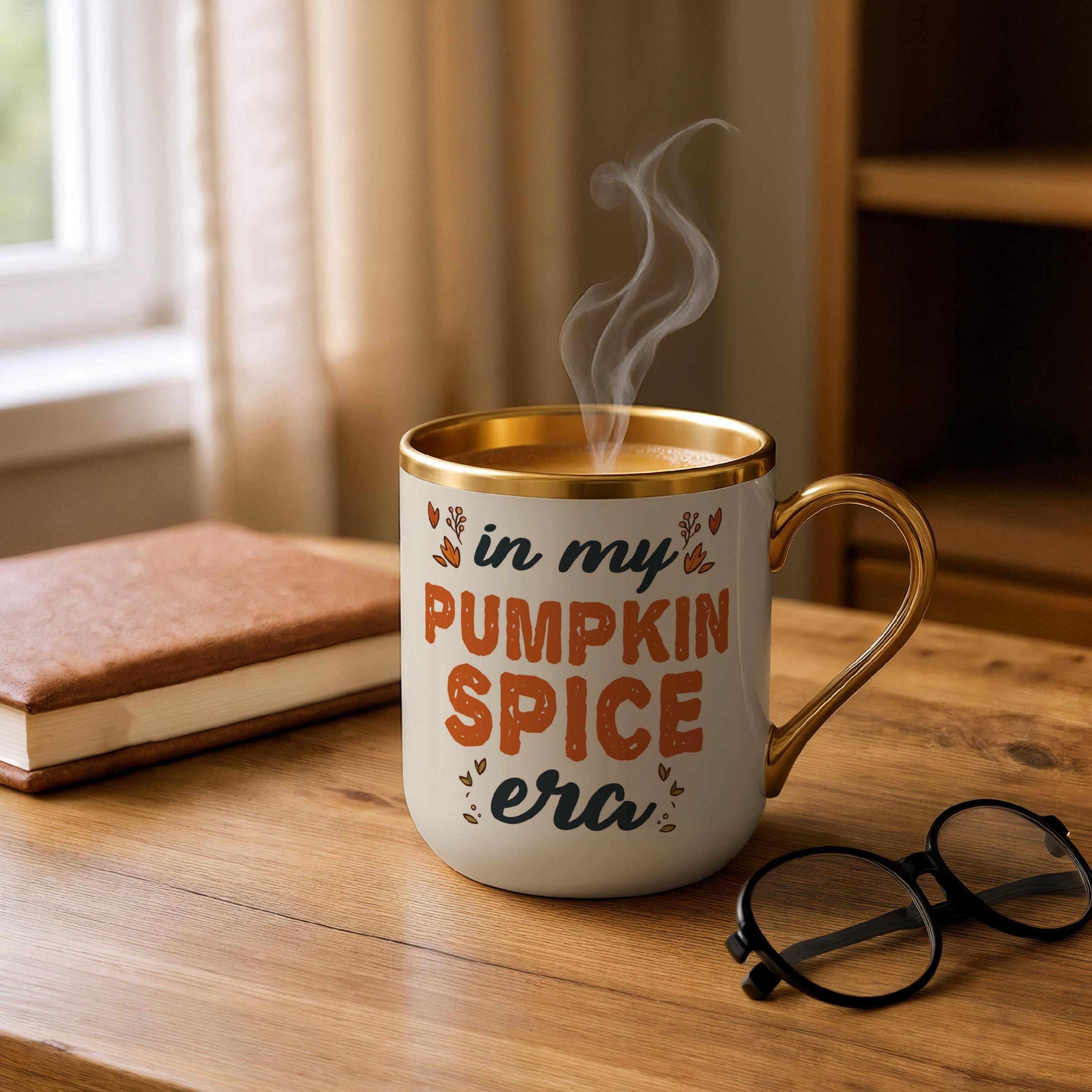 Kubek Premium Złoty Ecru Jesienny Jesień In My Pumpkin Spice Era Prezent