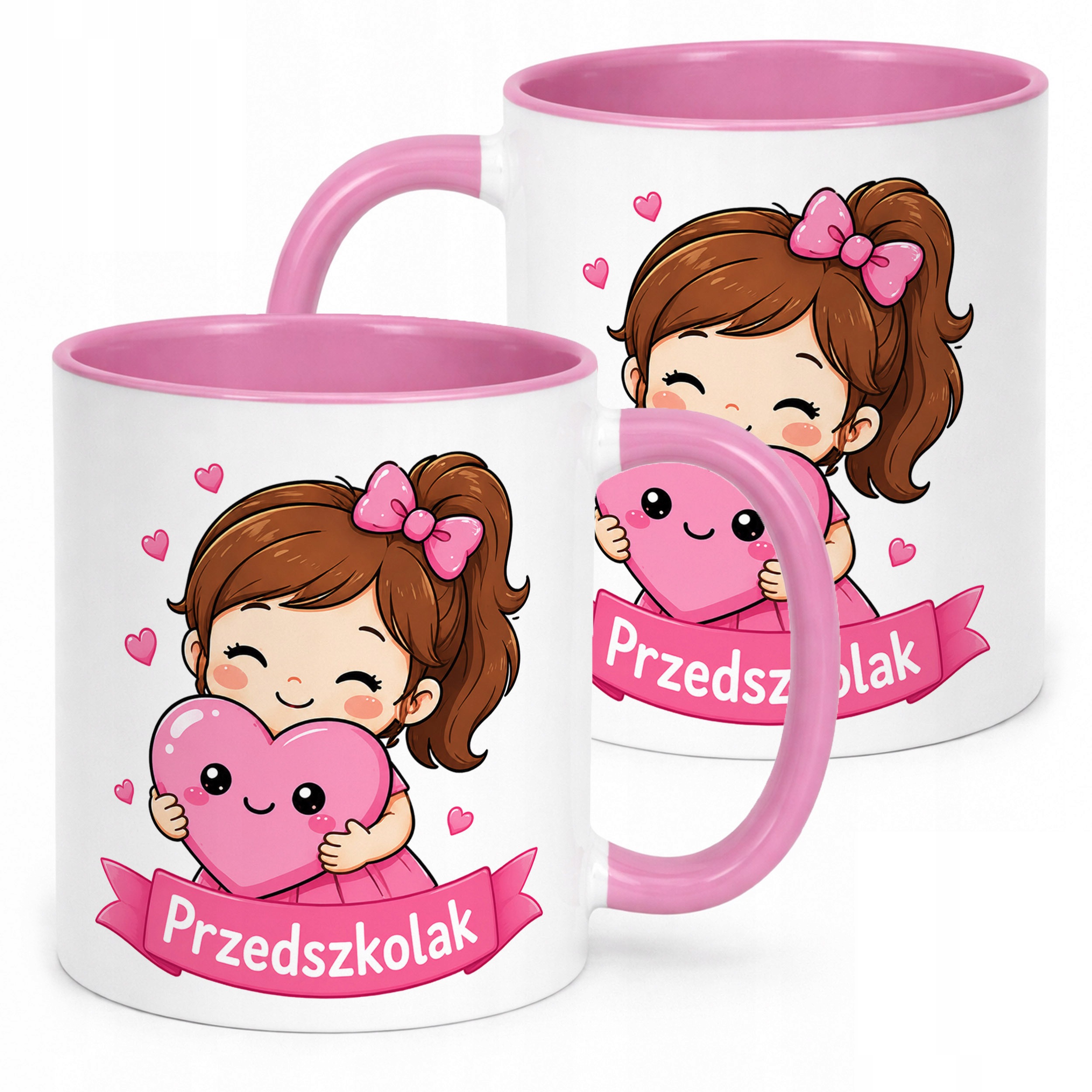 Kubek Różowy z nadrukiem Przedszkolak Szkoła Dla Dzieci Prezent