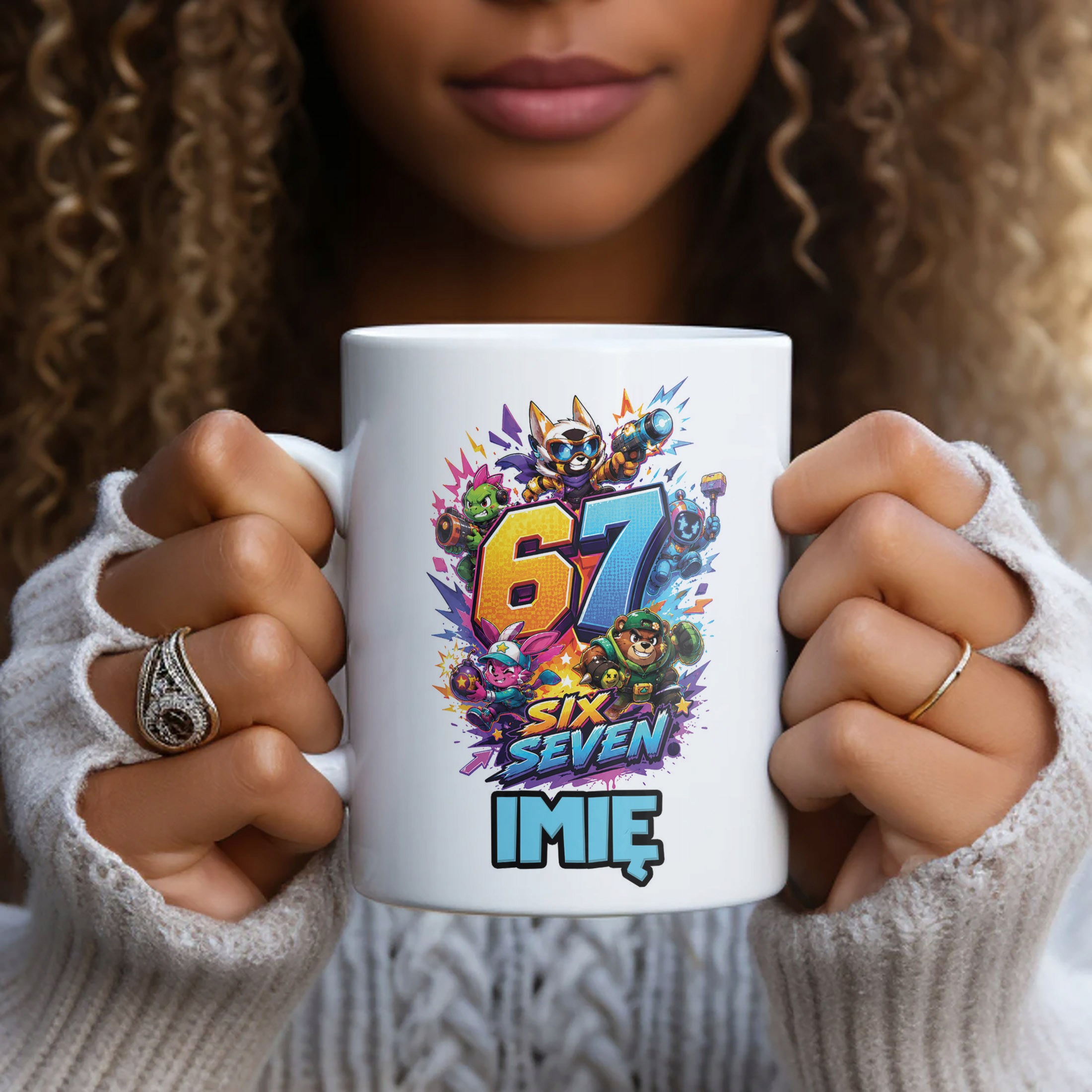 Biały Kubek z nadrukiem personalizowany SIX SEVEN Dla Dzieci Prezent