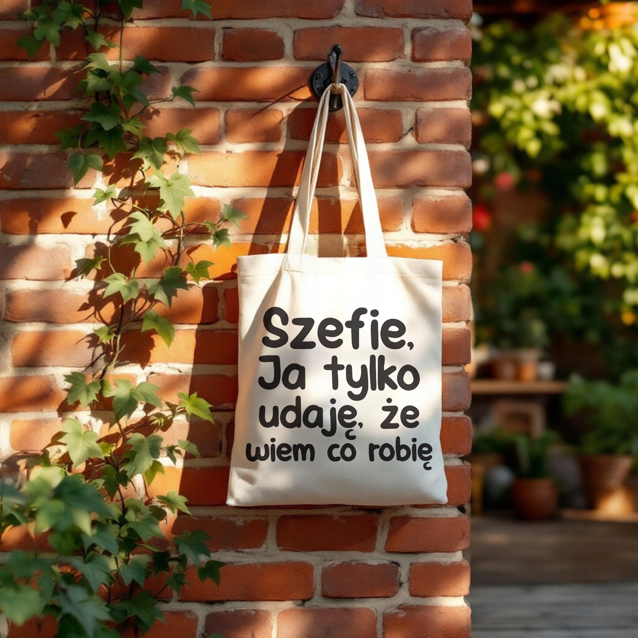Torba bawełniana na zakupy Szefie Ja Tylko Udaję Że Wiem Zabawny Prezent