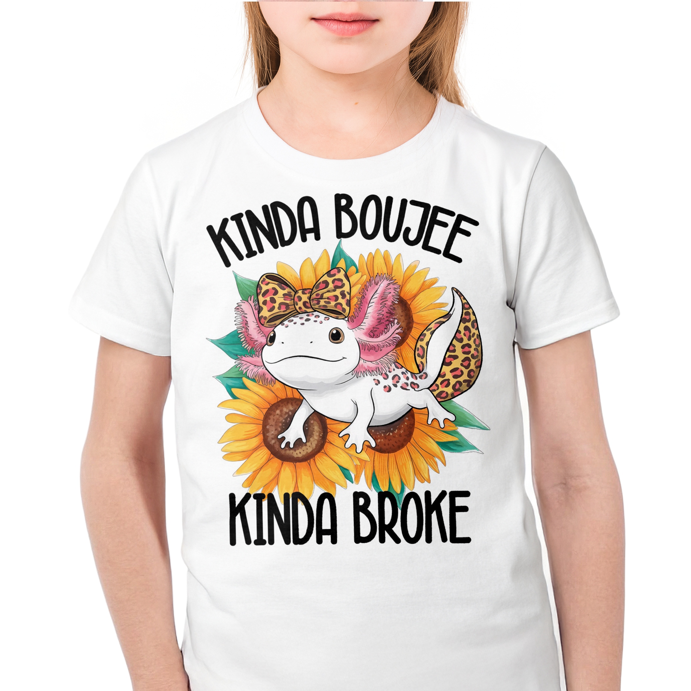 T-shirt dziecięcy biały Aksolotl Axolotl Różowy Płaz Viral