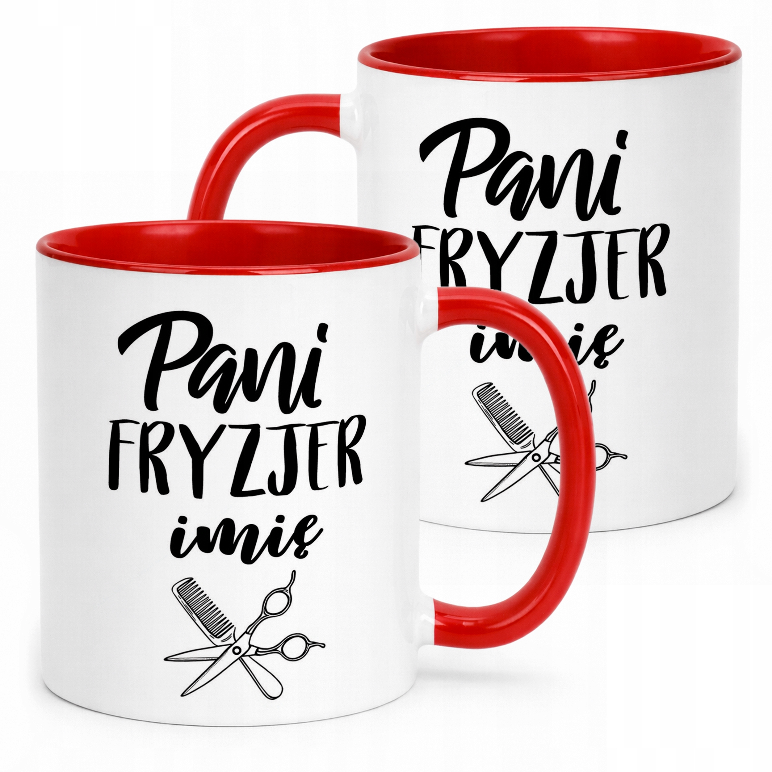 Kubek Czerwony Personalizowany Pani Fryzjer Dla Fryzjerki Prezent