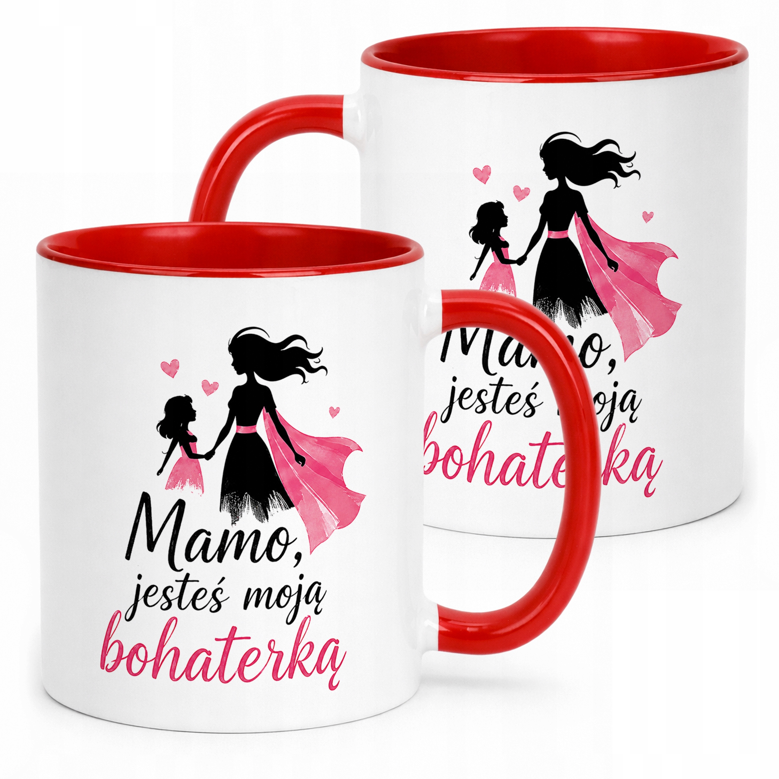 Prezent na Dzień Matki kubek czerwony dla mamy uroczy upominek dla mamy