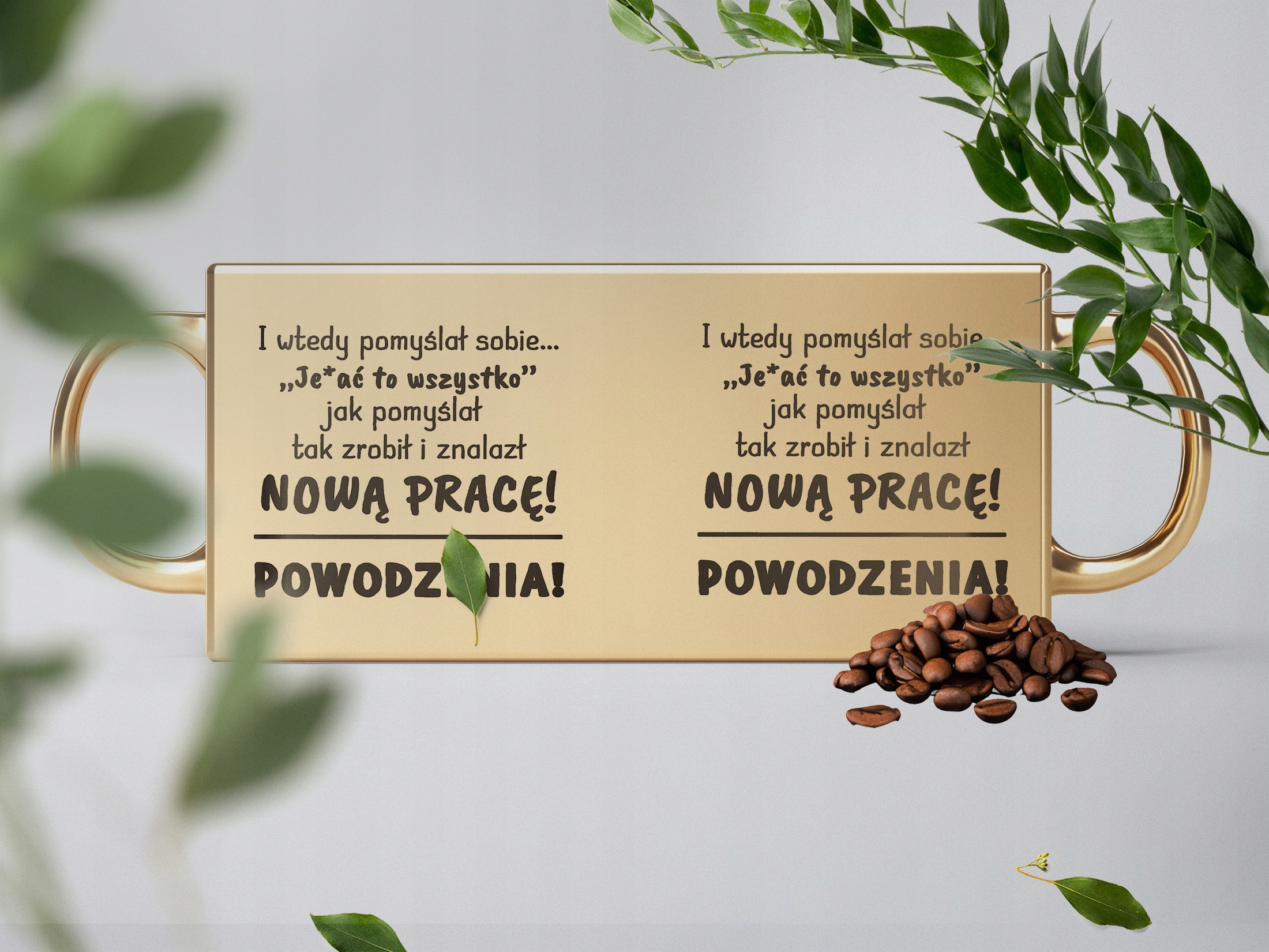 Kubek Złoty ceramiczny 330 ml Na Odejście Z Pracy Prezent Pożegnanie