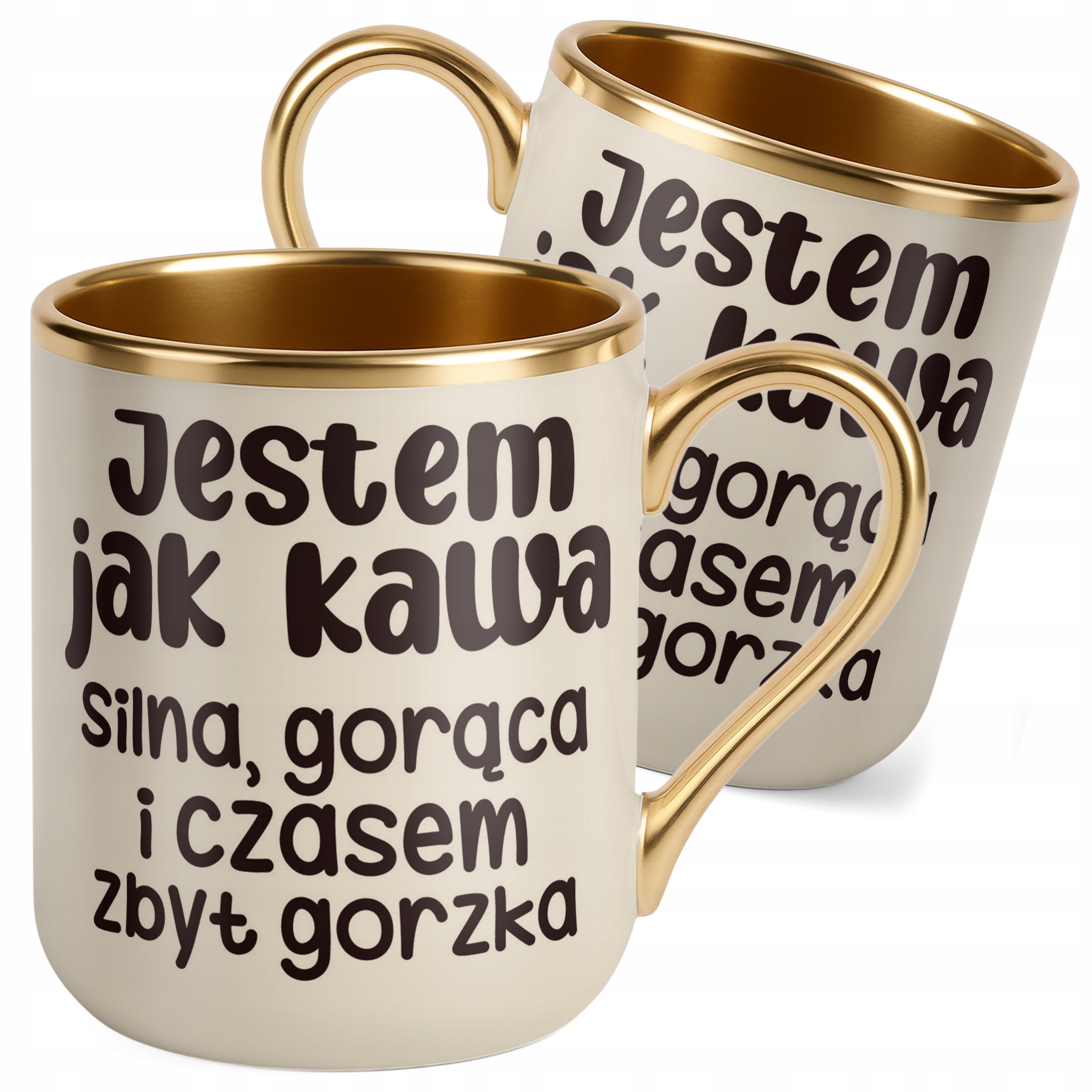 Kubek Premium Złoty Ecru Jestem Jak Kawa Śmieszny Zabawny