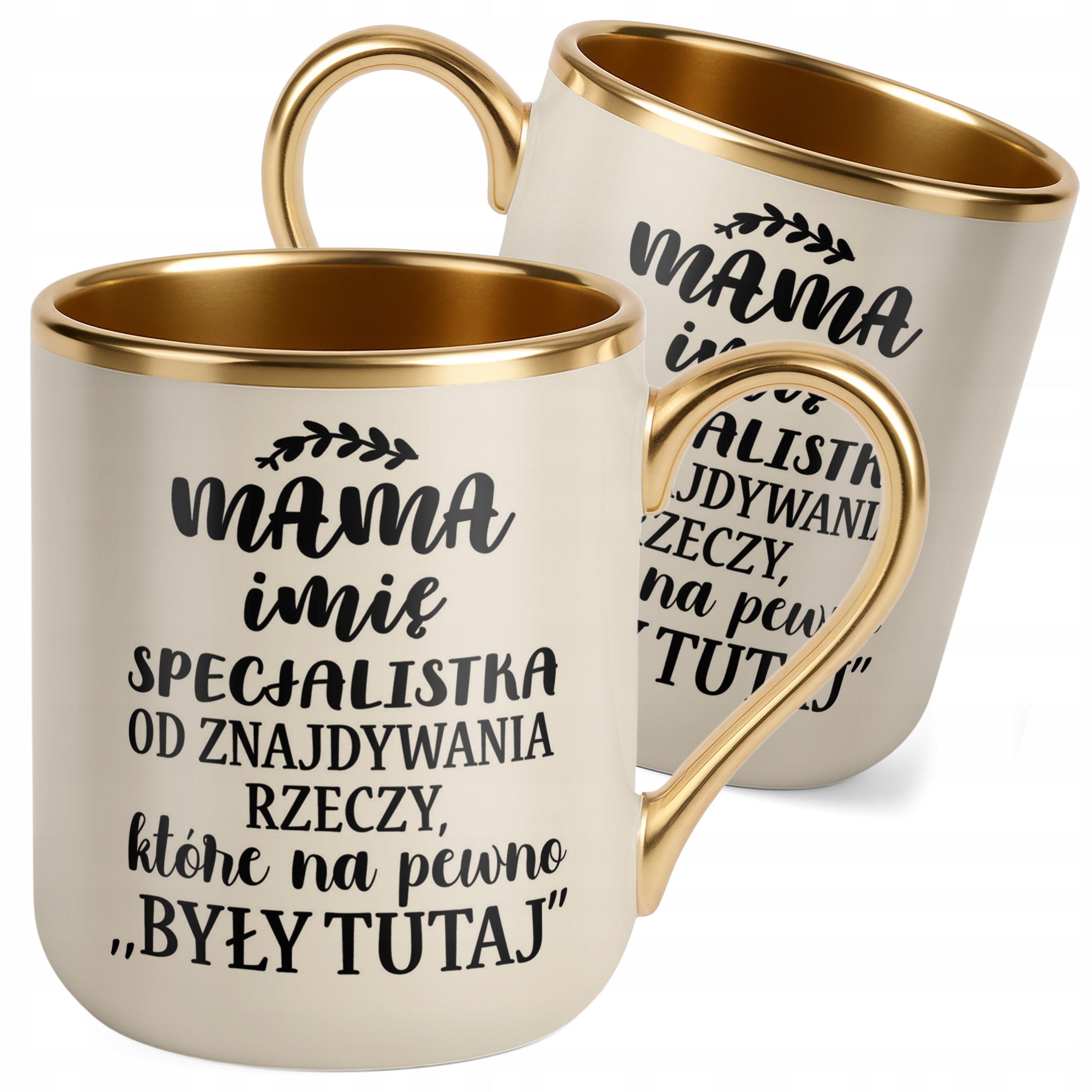 Kubek Premium Złoty Ecru Personalizowany Dzień Matki Dla Mamy