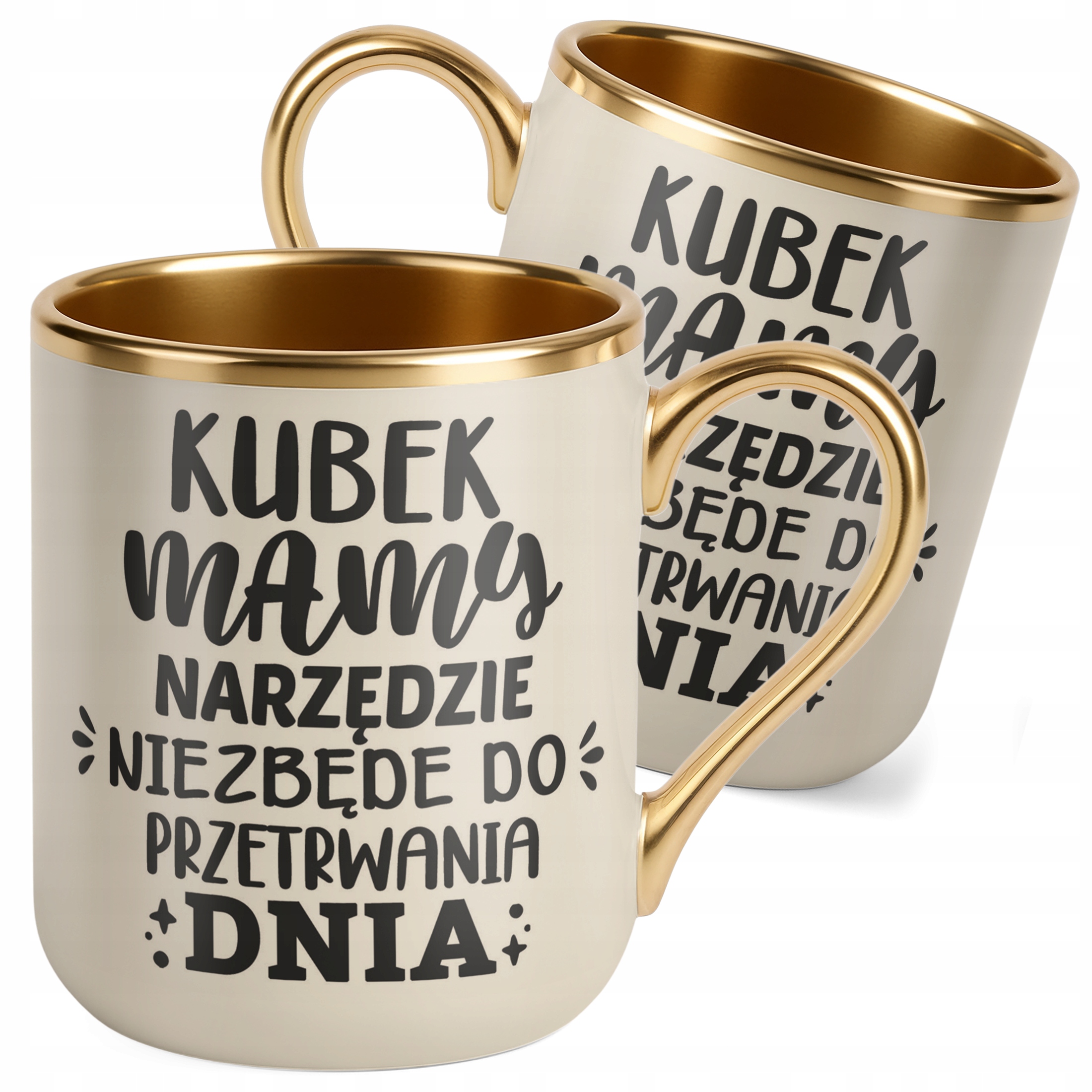 Kubek Premium Złoty Ecru Dzień Matki Prezent Narzędzie Do Przetrwania