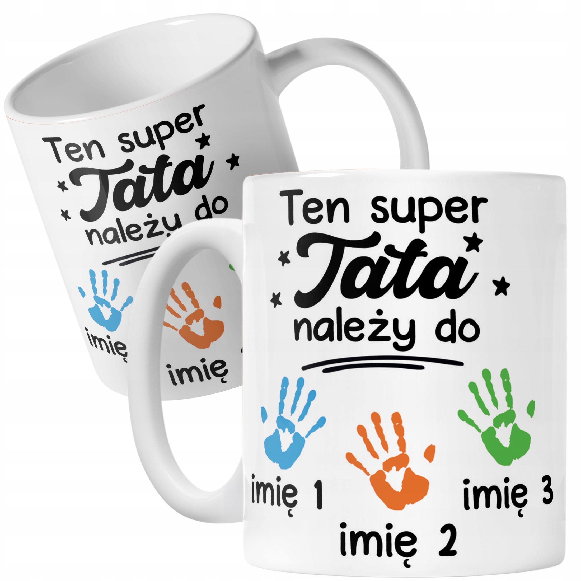 Kubek ceramiczny Personalizowany Dzień Ojca Tata Należy Do 3 Dzieci