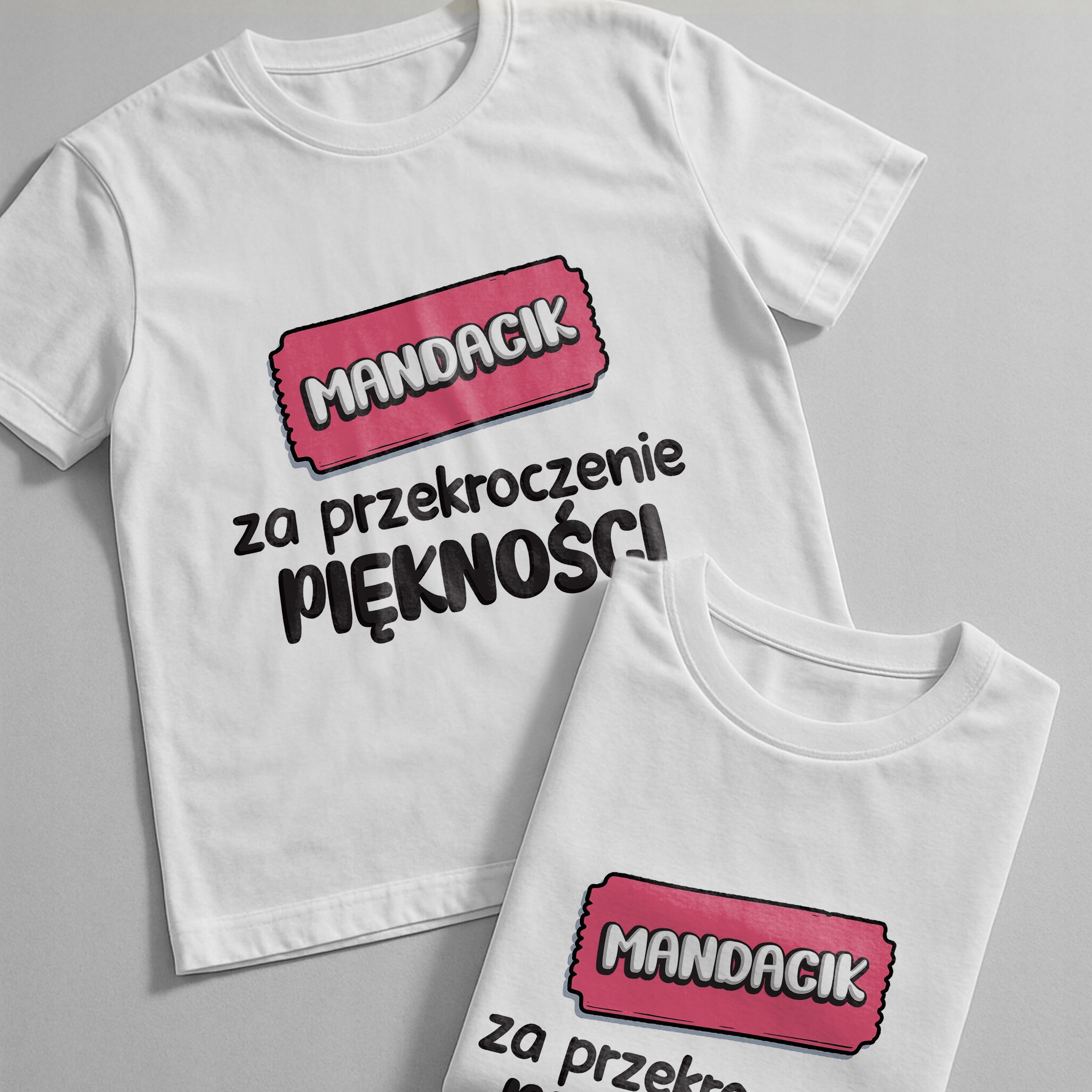 Koszulka biała męska Mandacik Za Przekroczenie Piękności Prezent r. 3XL