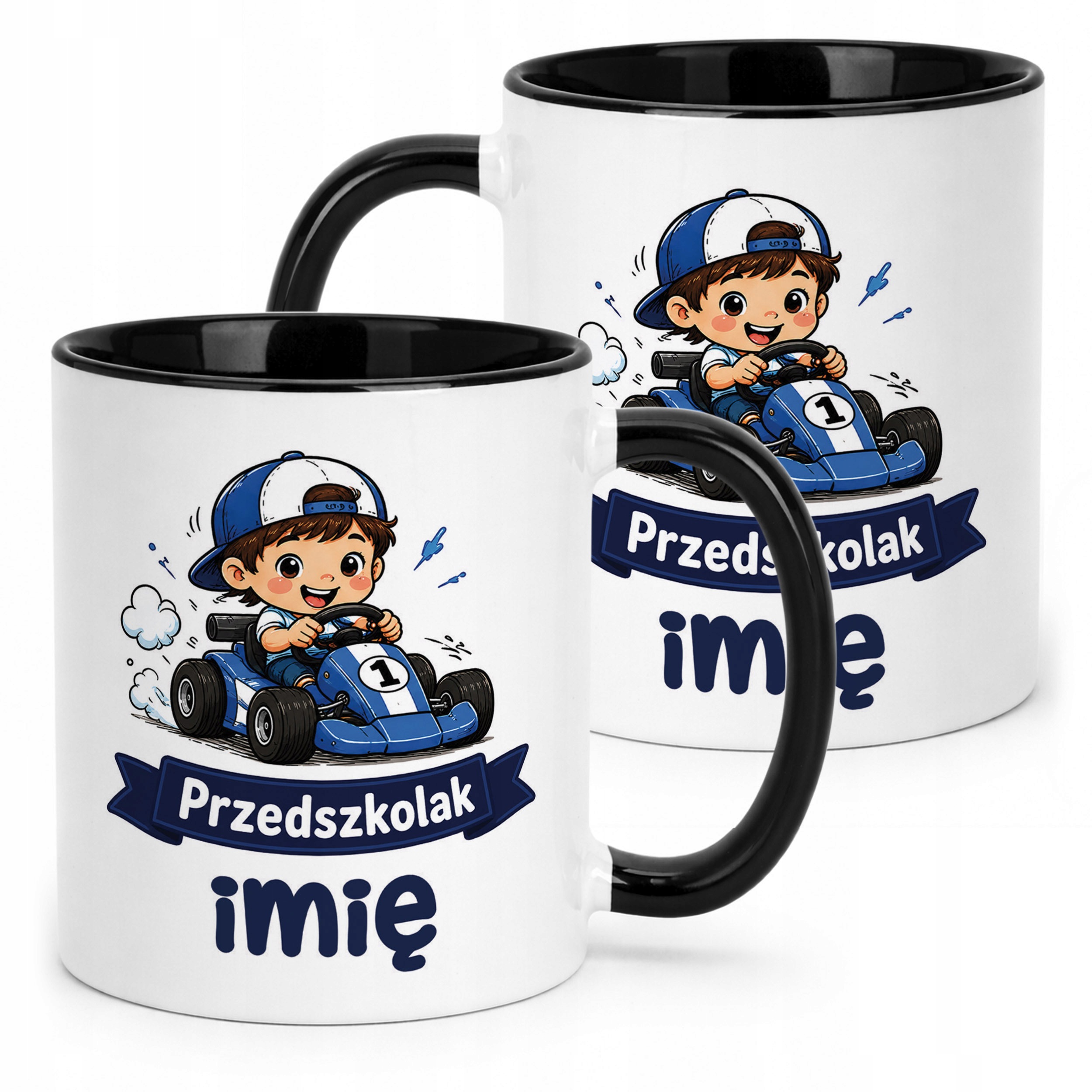 Kubek Czarny z nadrukiem personalizowany Przedszkolak Szkoła Dla Dzieci