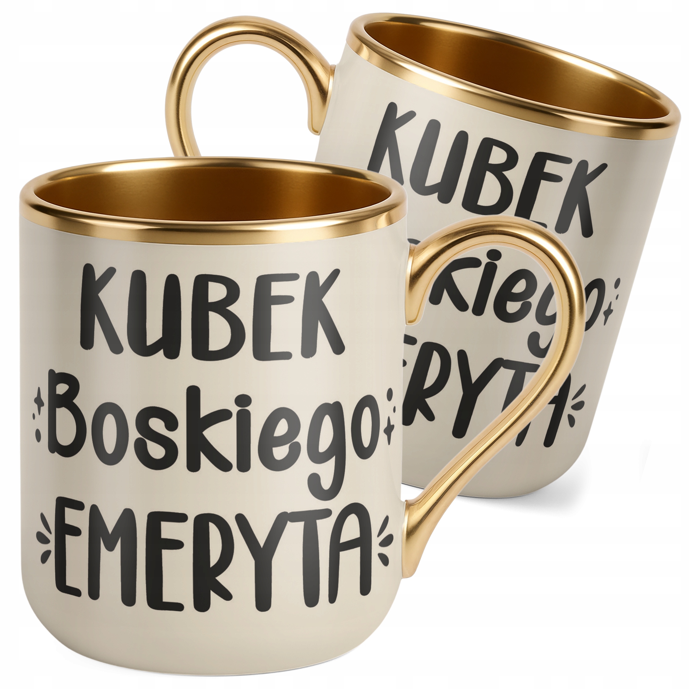 Kubek Premium Złoty Ecru Z okazji Emerytury Dla Emeryta Prezent