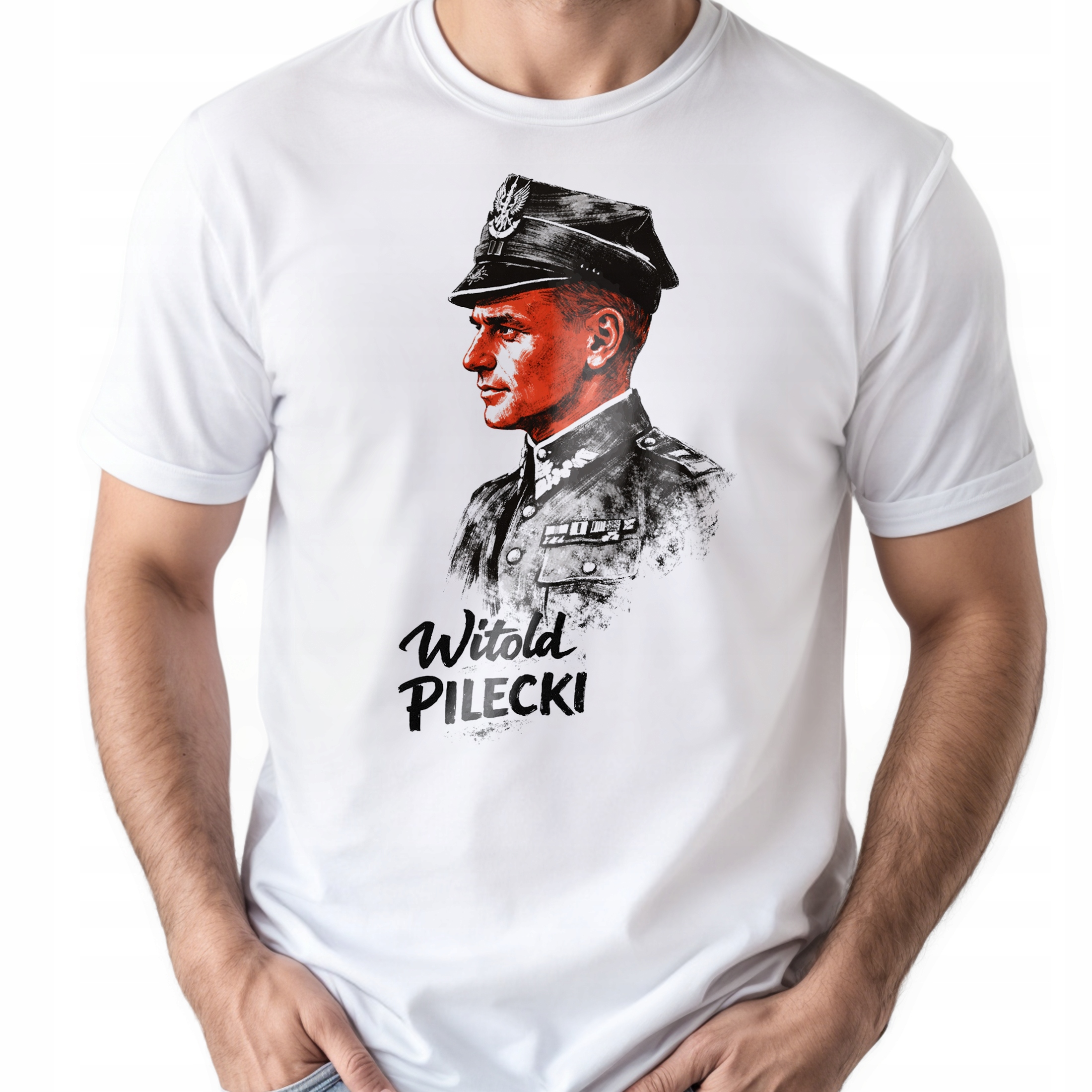 Koszulka biała męska Witold Pilecki Rotmistrz Bohater Wyklęty