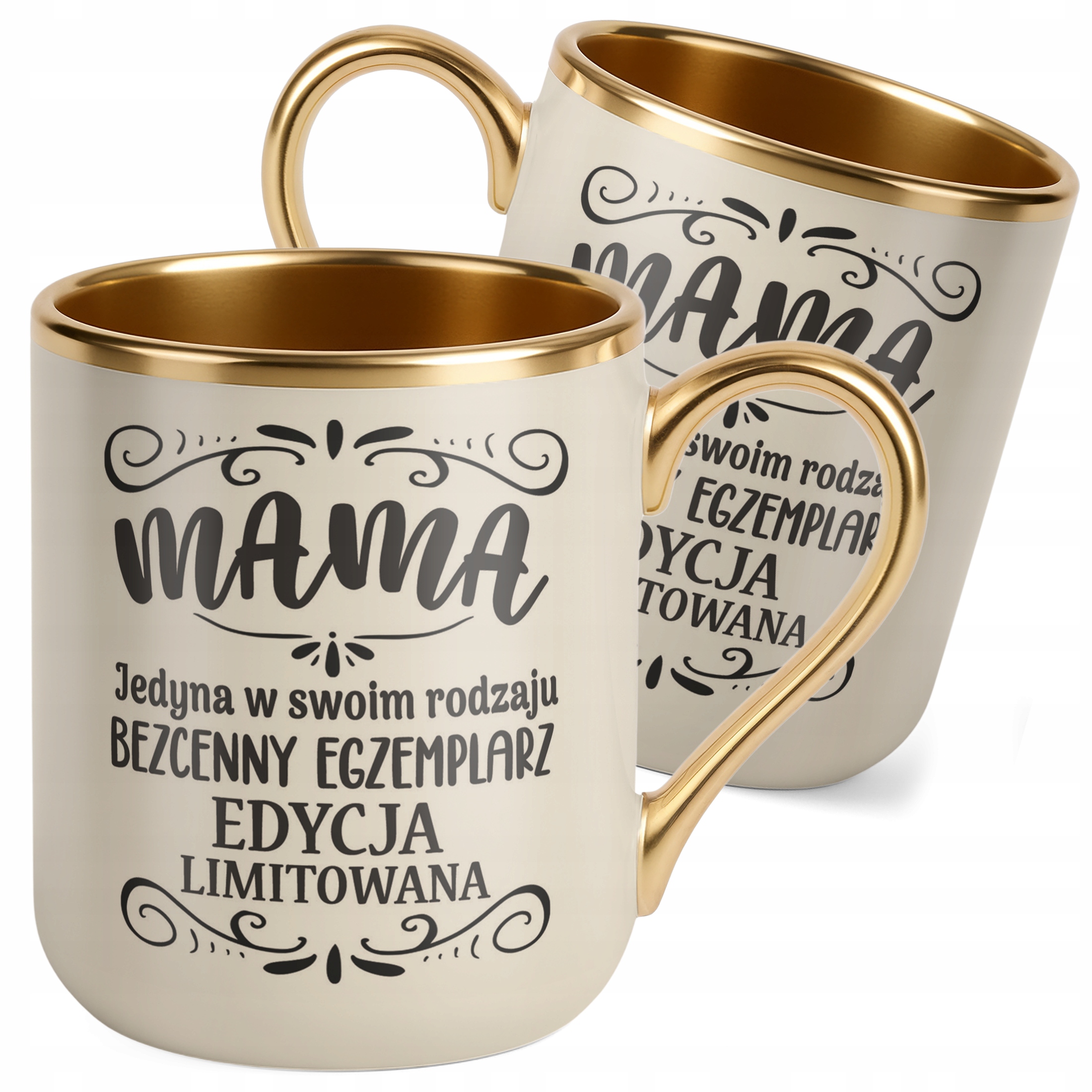 Kubek Premium Złoty Ecru Dzień Matki Dla Mamy Prezent Edycja Limitowana