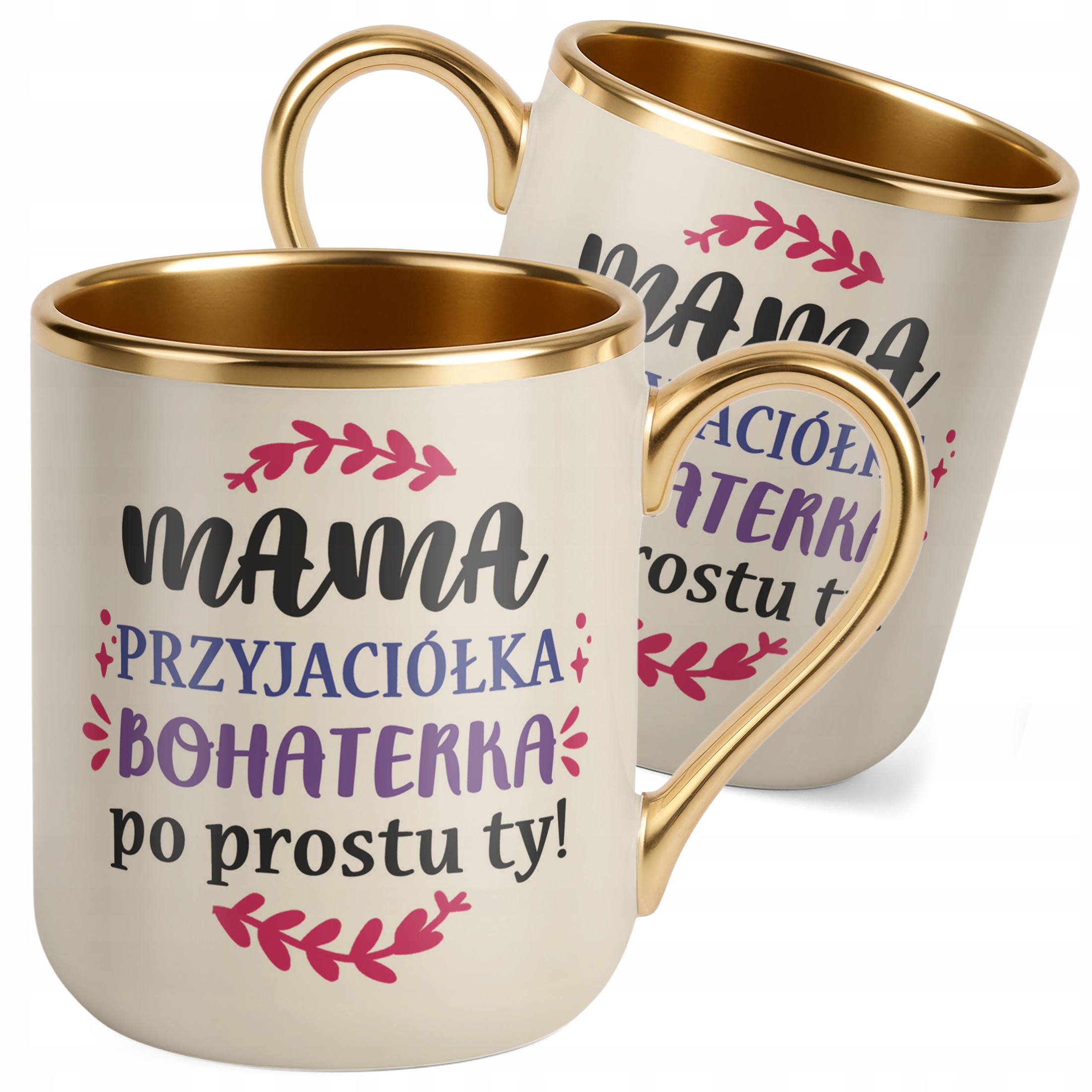 Kubek Premium Złoty Ecru Dzień Matki Dla Mamy Prezent Mama Przyjaciółka