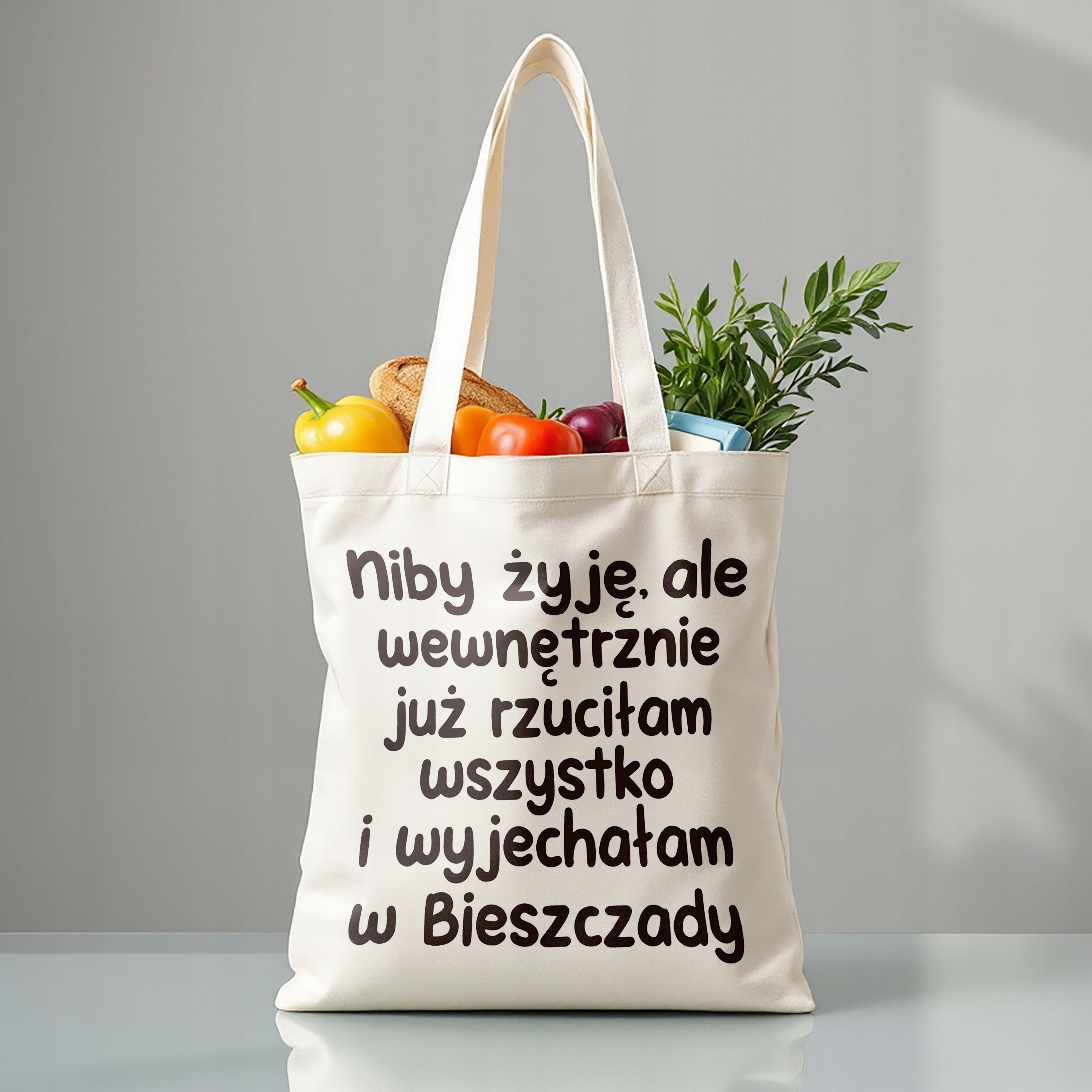 Torba bawełniana premium Niby Żyję Ale Wewnętrznie Zabawny Prezent