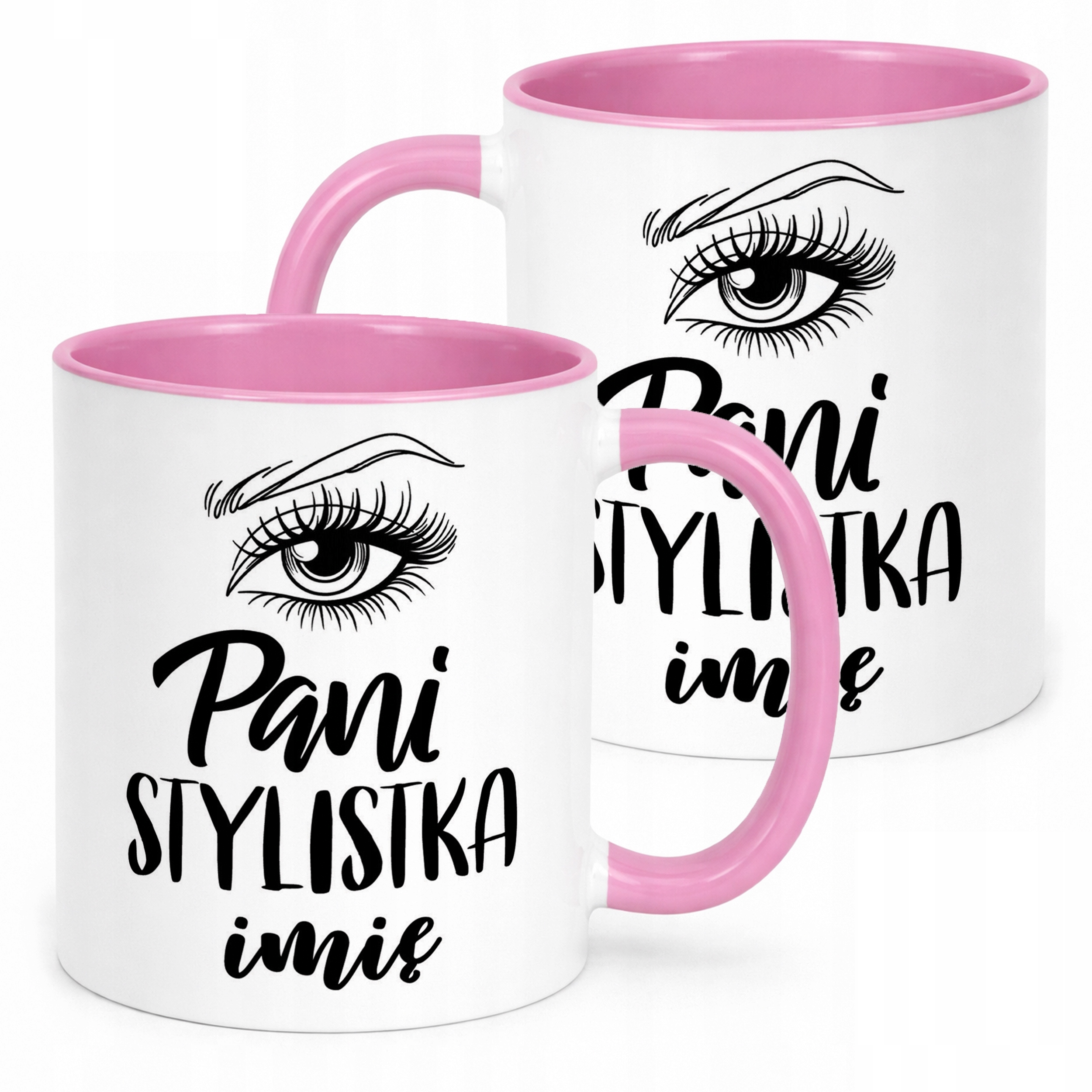 Kubek Różowy Personalizowany Pani Stylistka Rzęs Brwi Prezent