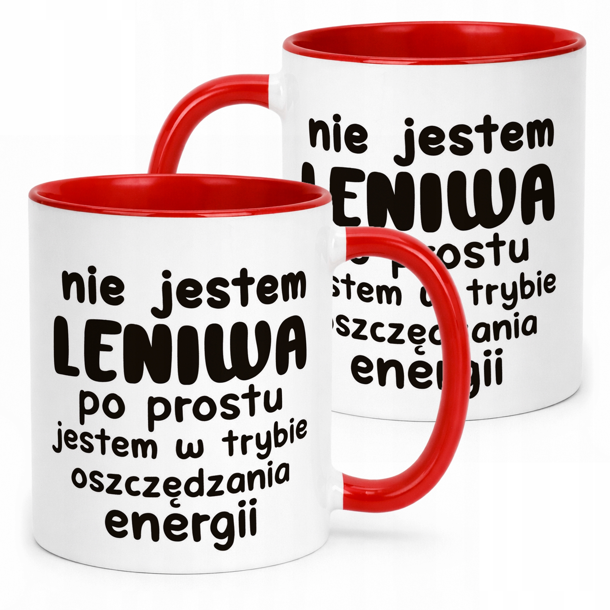 Kubek Czerwony Nie Jestem Leniwa Śmieszny Zabawny Prezent