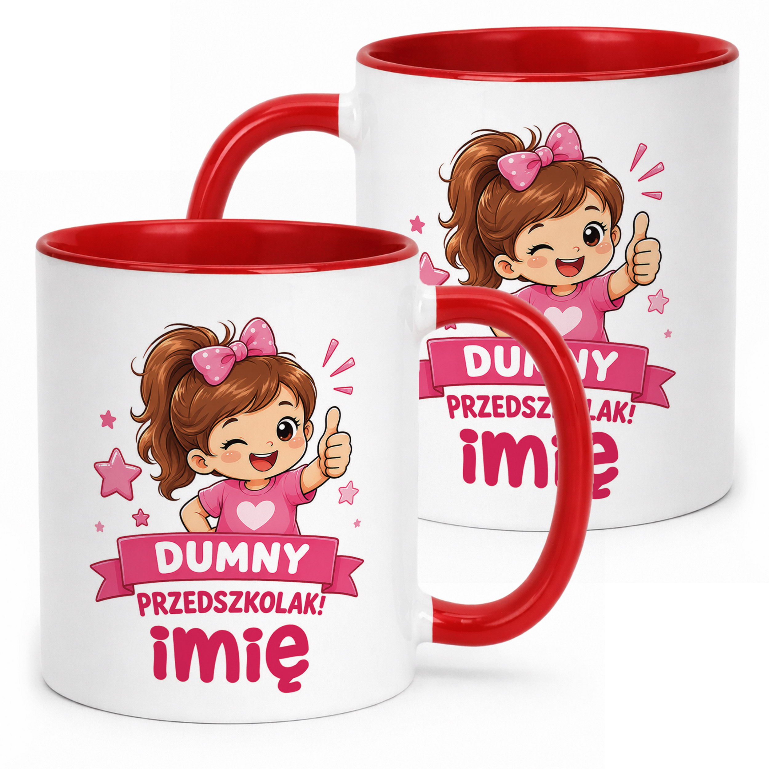 Kubek Czerwony z nadrukiem personalizowany Przedszkolak Szkoła Dla Dzieci