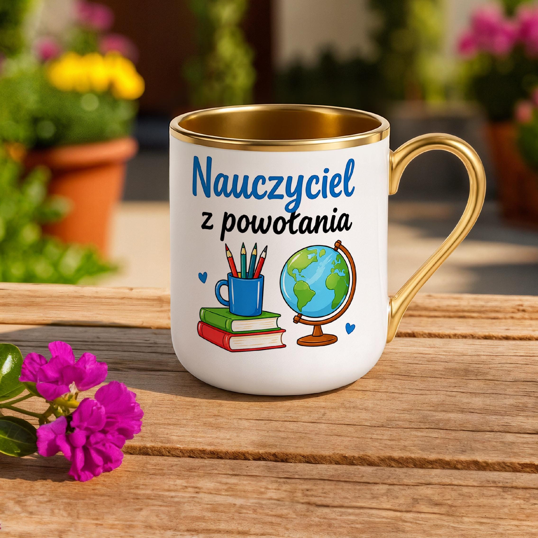 Kubek Premium Złoty Dzień Nauczyciela Dla Nauczyciela Prezent Upominek