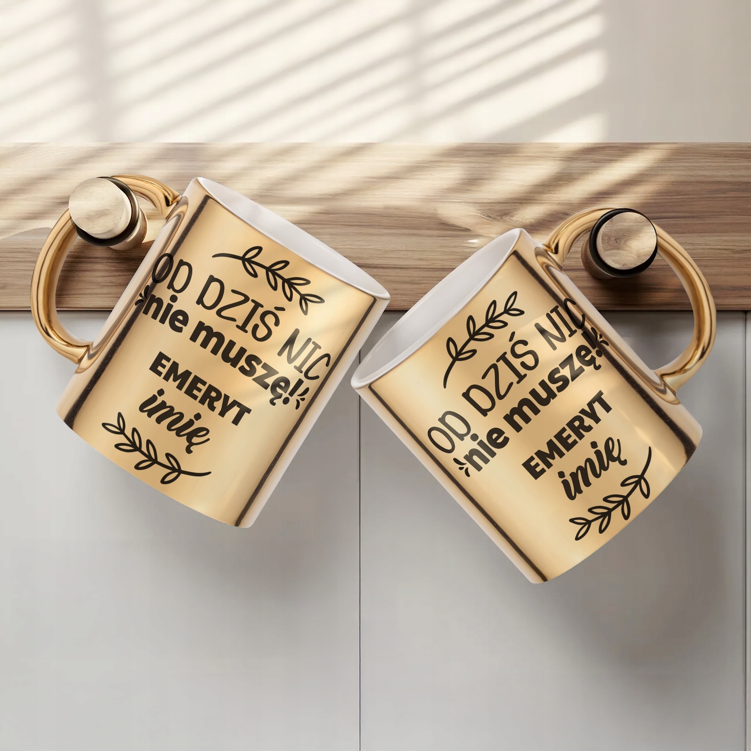 Złoty Kubek ceramiczny Personalizowany z okazji Emerytury Dla Emeryta