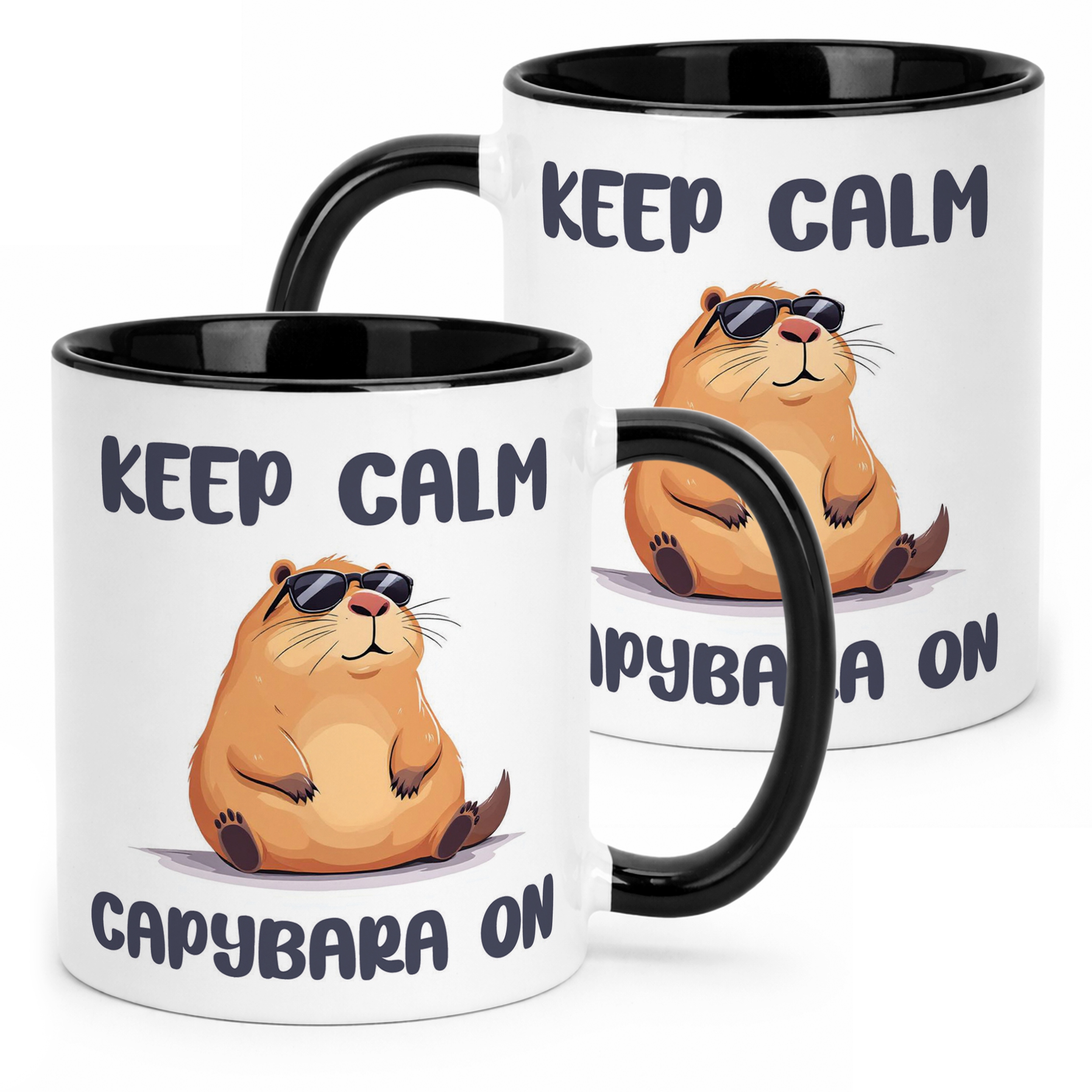Kubek Czarny Kapibara Capybara Zwierzak Słodki Dla Dzieci Prezent