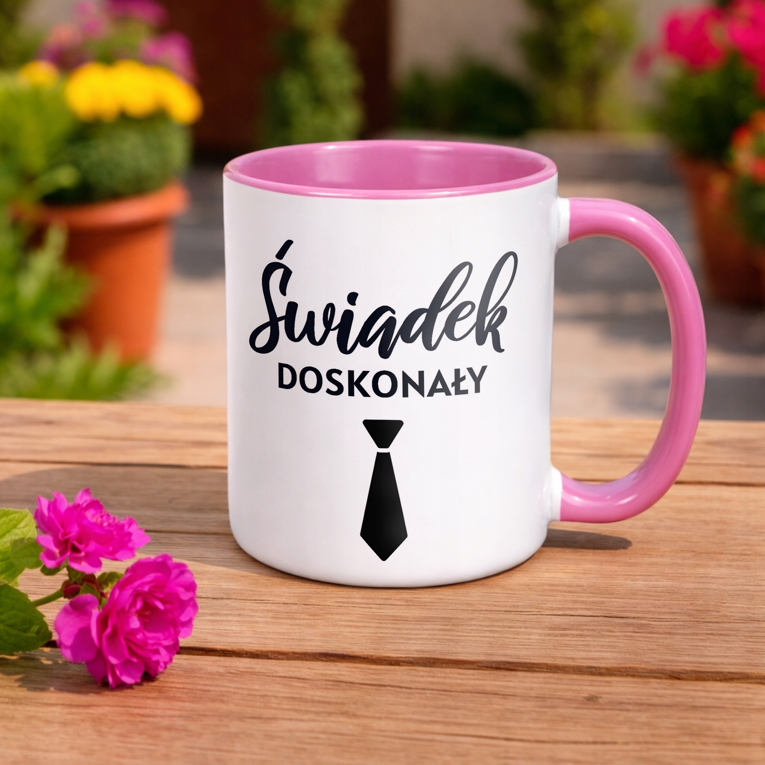 Kubek Różowy Świadek Doskonały Prezent Dla Świadka Ślub