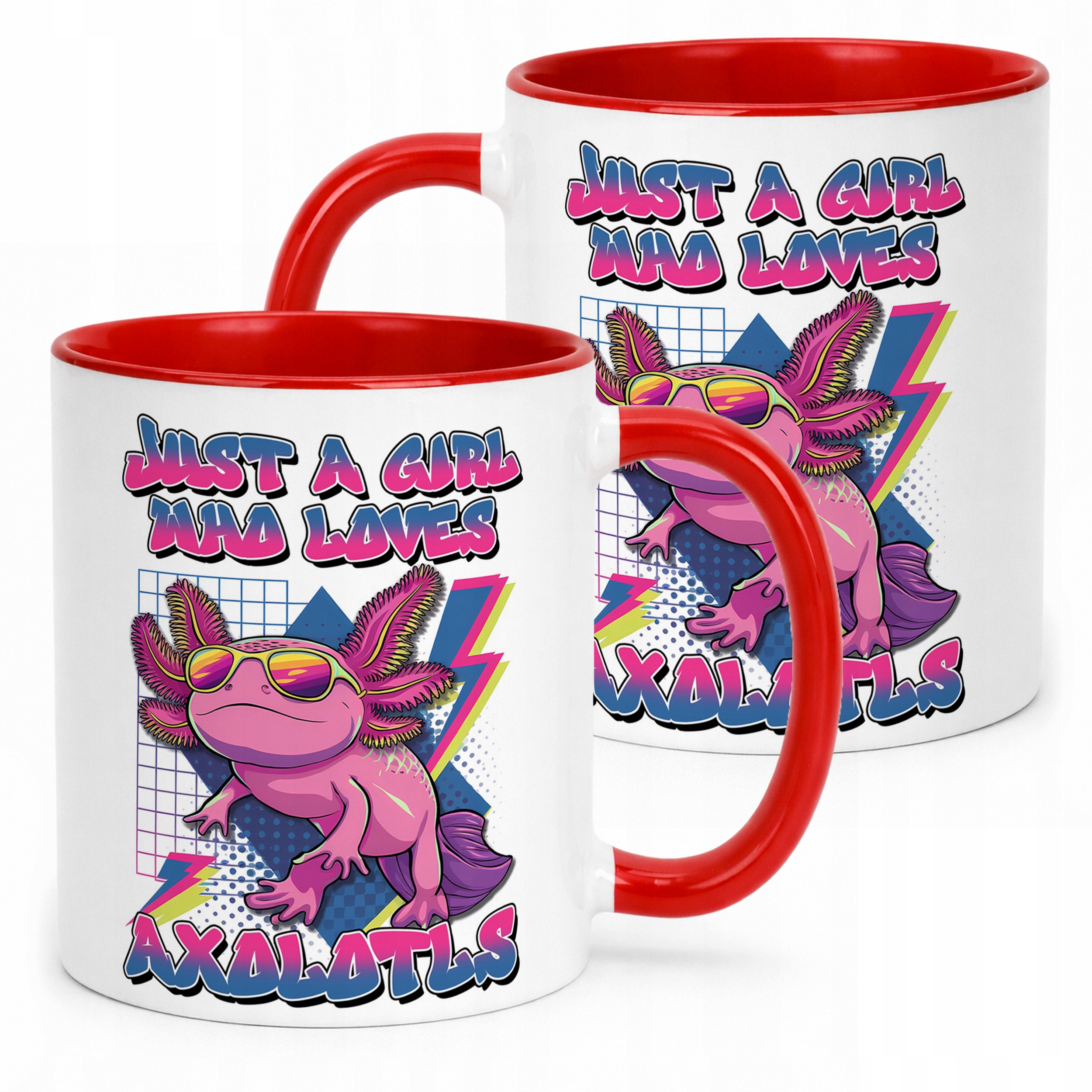 Prezent na urodziny czerwony kubek Aksolotl Axolotl Różowy Zwierzak