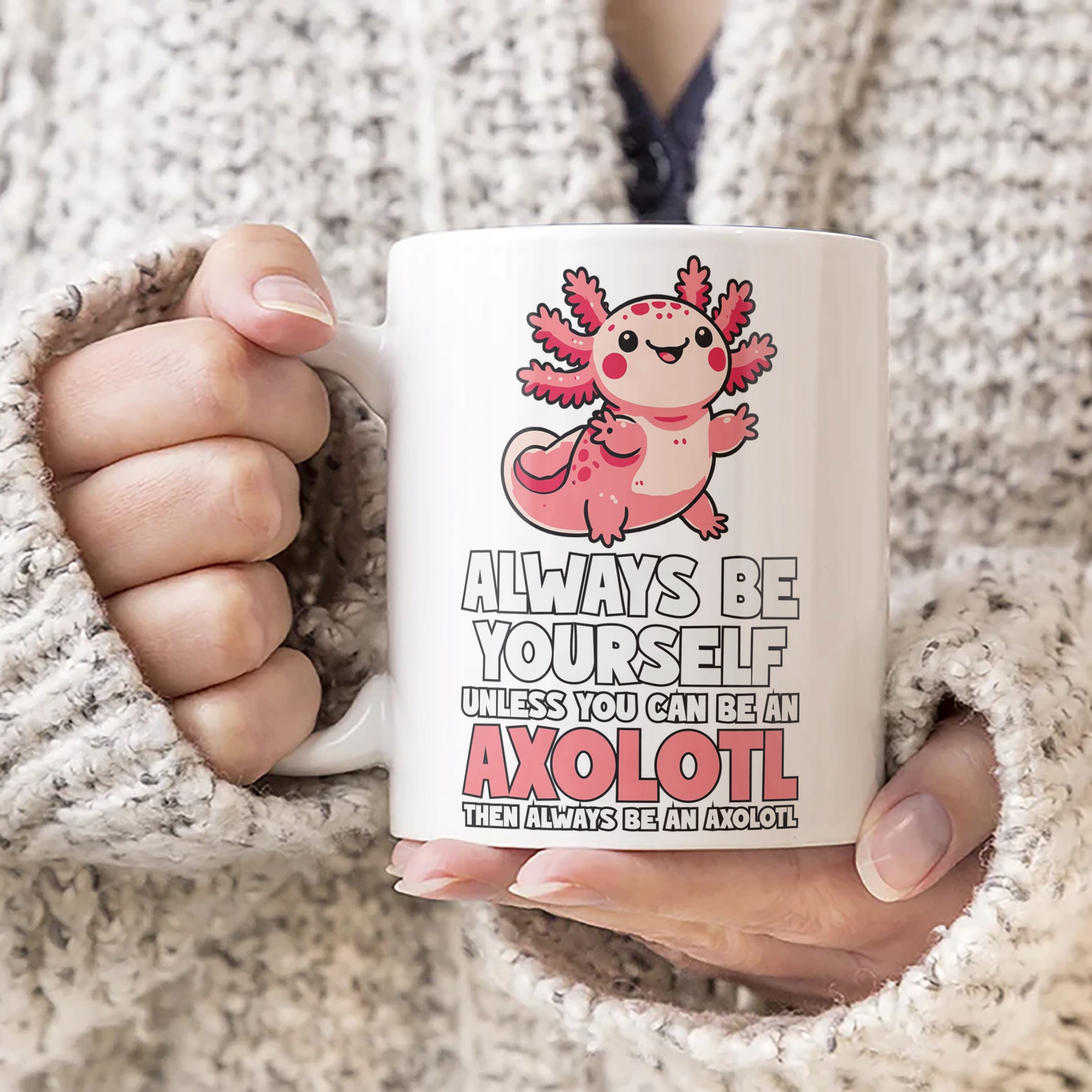 Kubek z nadrukiem dla dziecka Aksolotl Axolotl Różowy Zwierzak Trend Viral