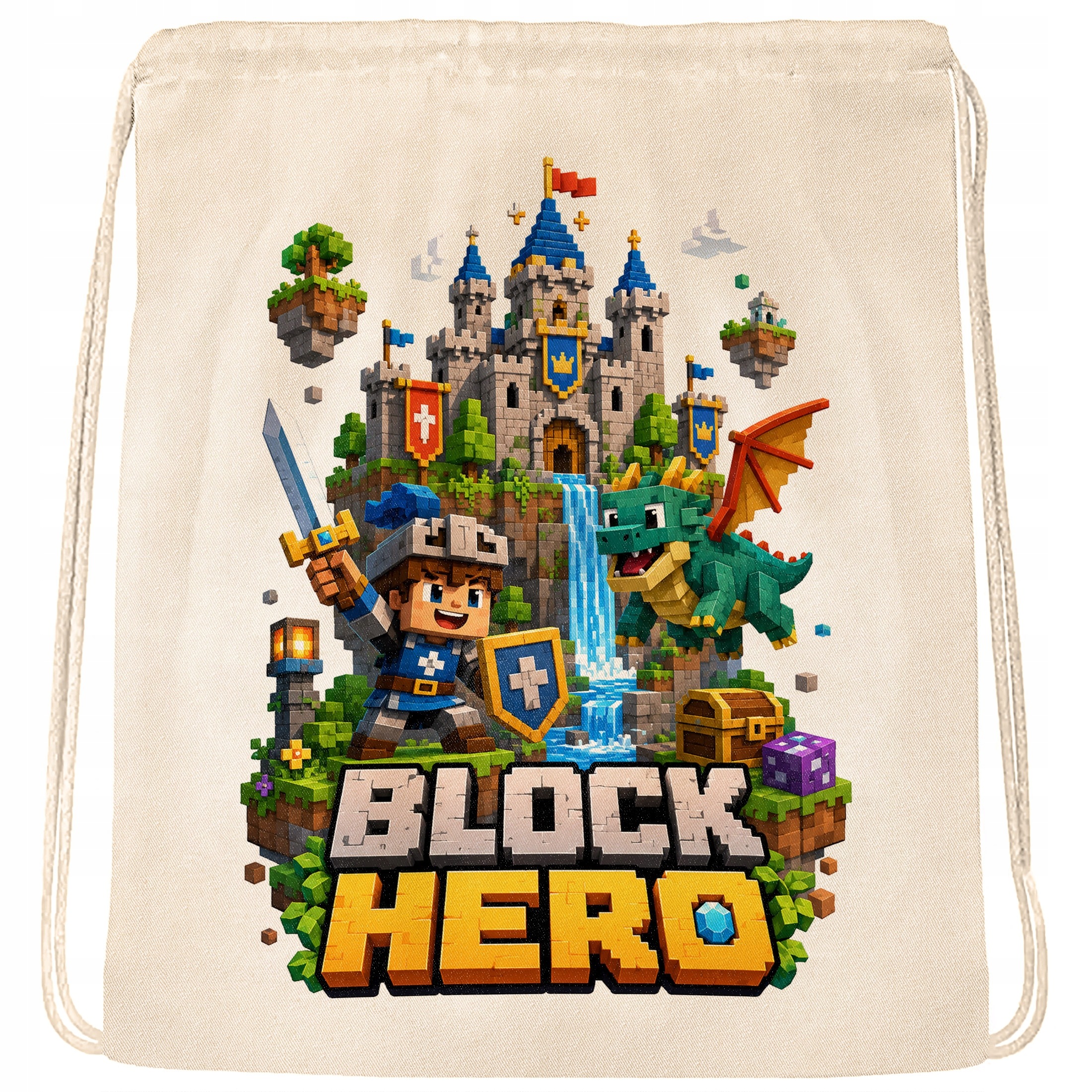 Zestaw Plecak Worek Kubek Czerwony Z Nadrukiem BLOCK HERO Gra Dla Dzieci