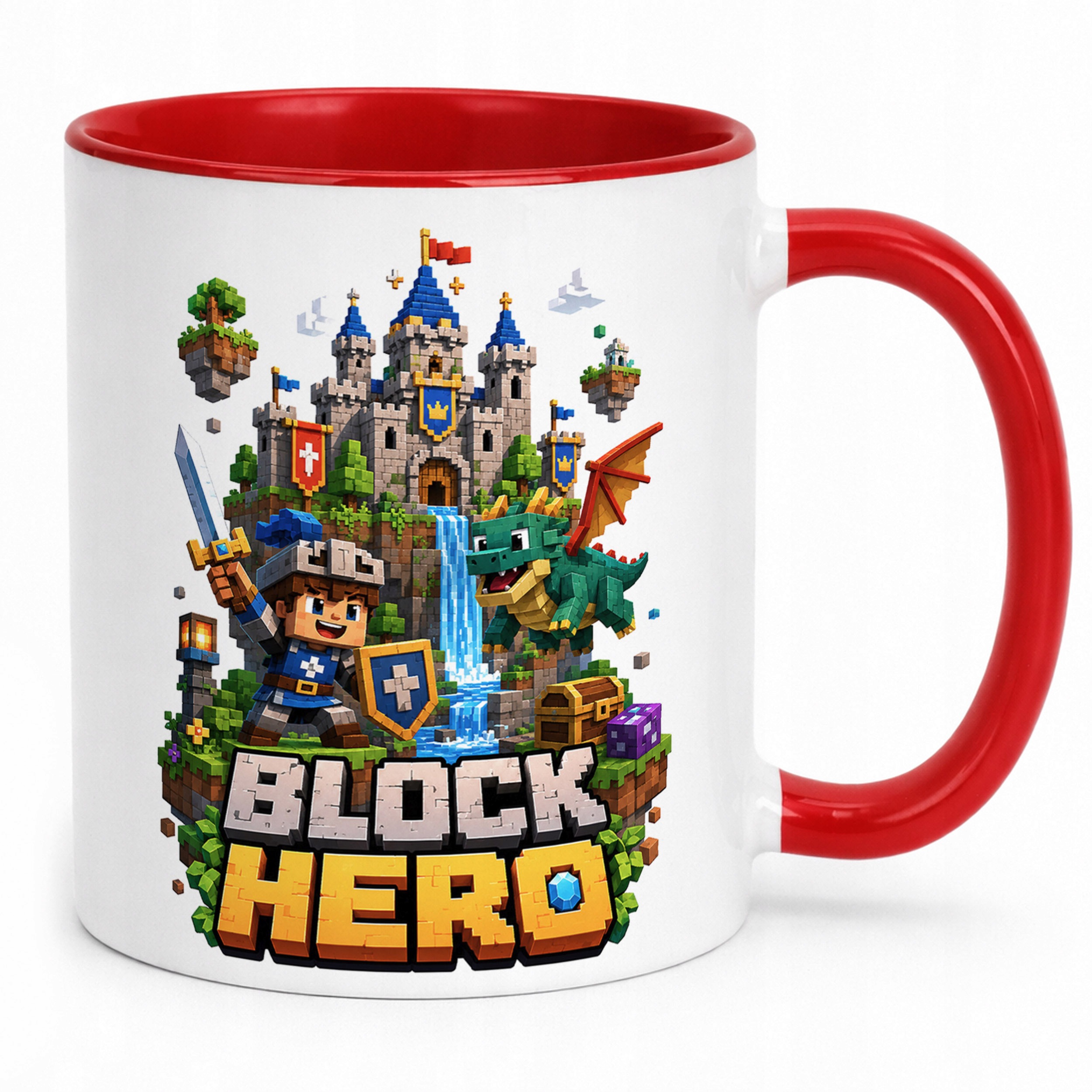 Zestaw Plecak Worek Kubek Czerwony Z Nadrukiem BLOCK HERO Gra Dla Dzieci